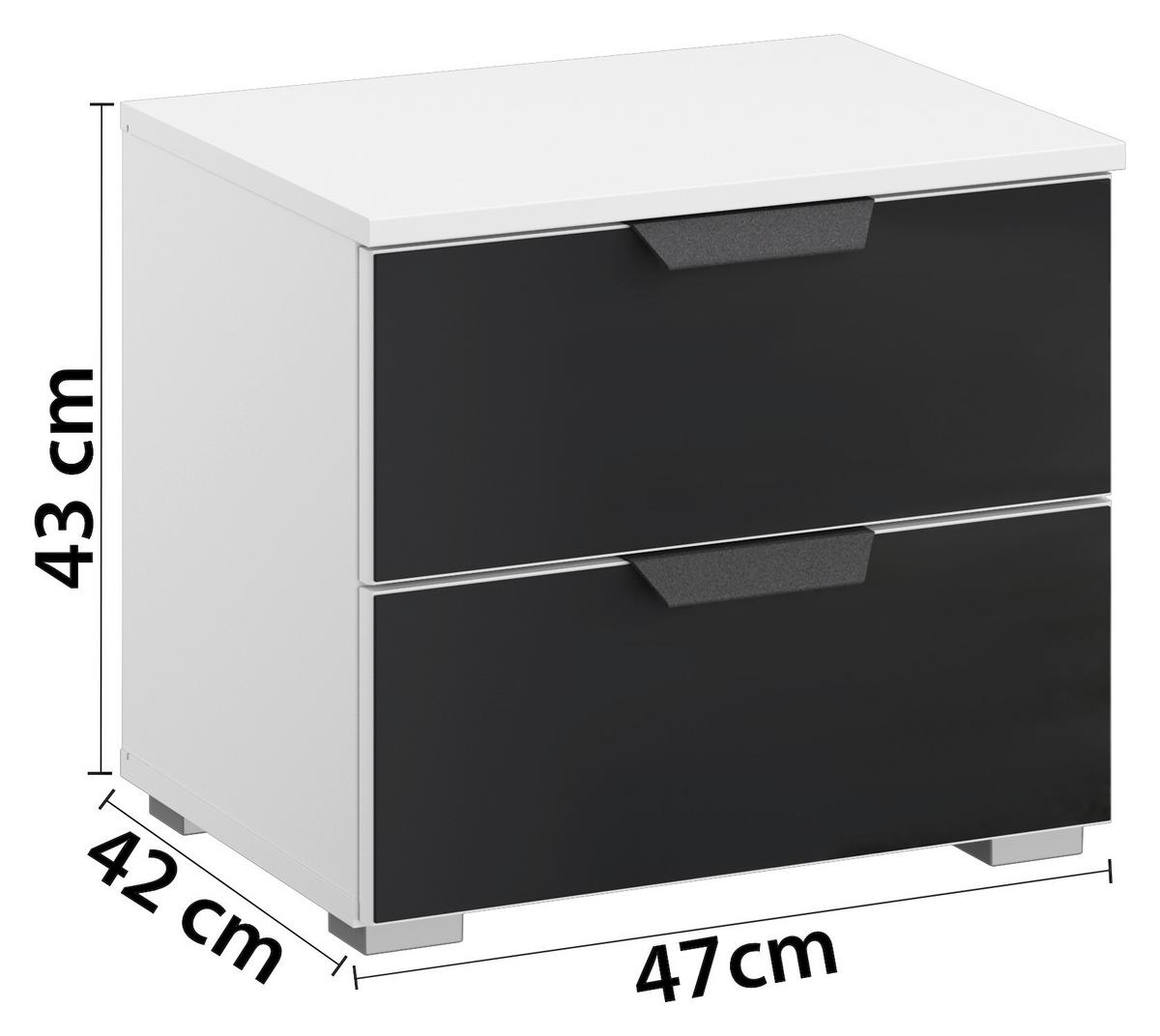 Nočna Omarica Artemis, Črna, Bela - siva/bela, Moderno, kovina/umetna masa (47/43/42cm) - Rauch Möbel