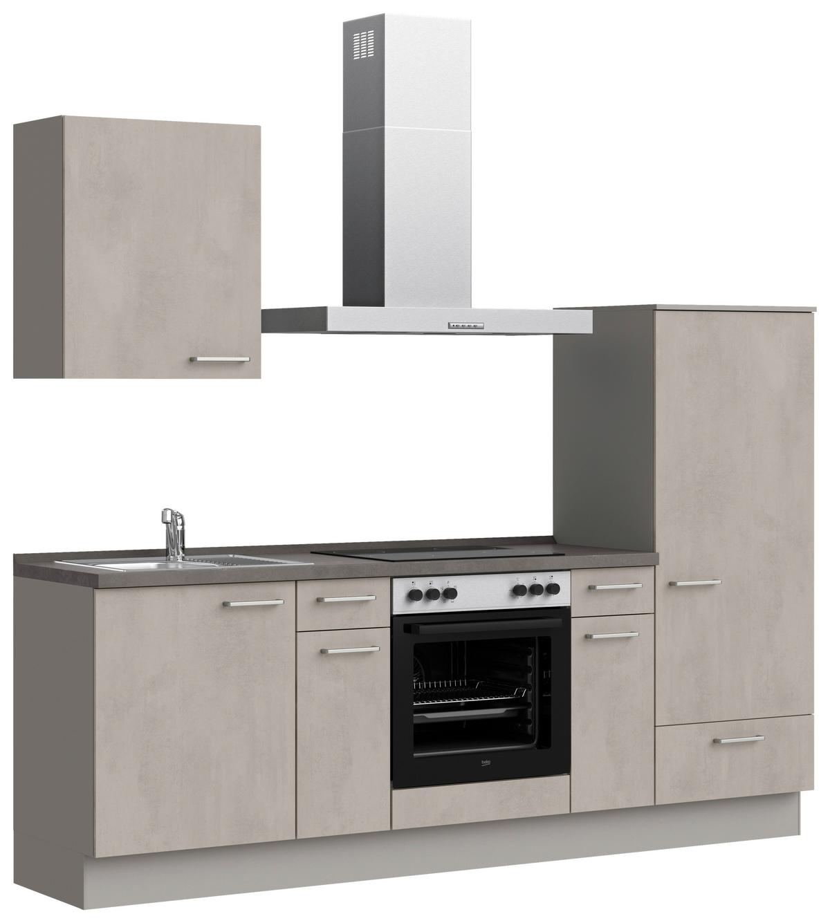 Küchenblock Riva Low m. Geräten Grau - Schieferfarben/Edelstahlfarben, MODERN, Holzwerkstoff/Metall (240cm) - Nobilia