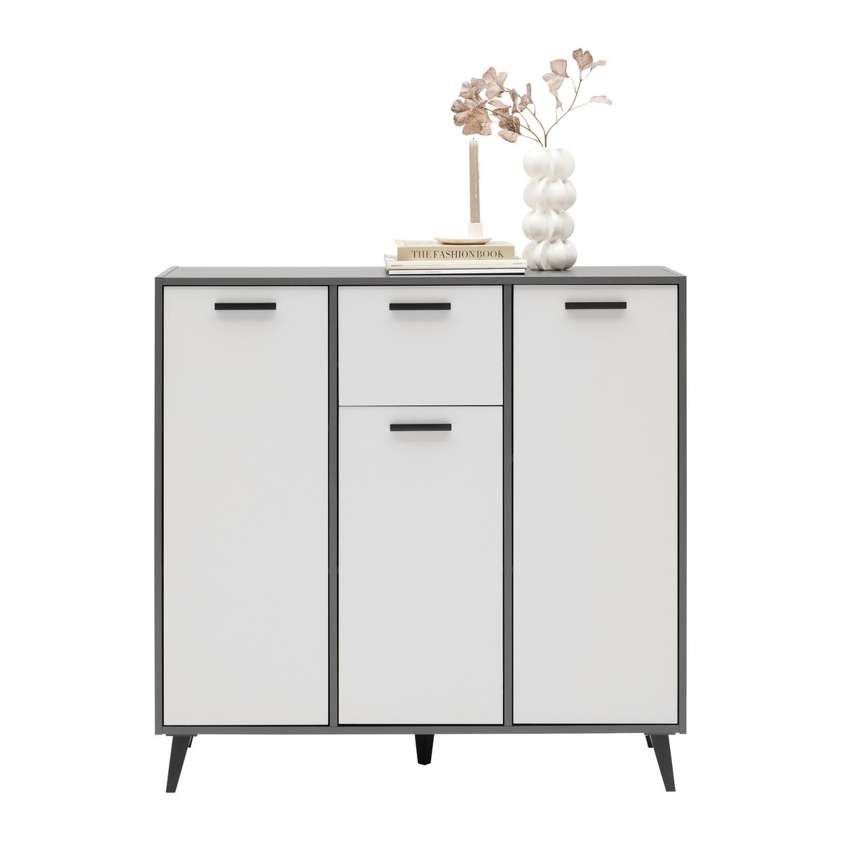 Kommode Ibiza Anthrazit/Weiß - Schwarz, KONVENTIONELL, Holzwerkstoff/Kunststoff (107/92/33cm) - Mömax