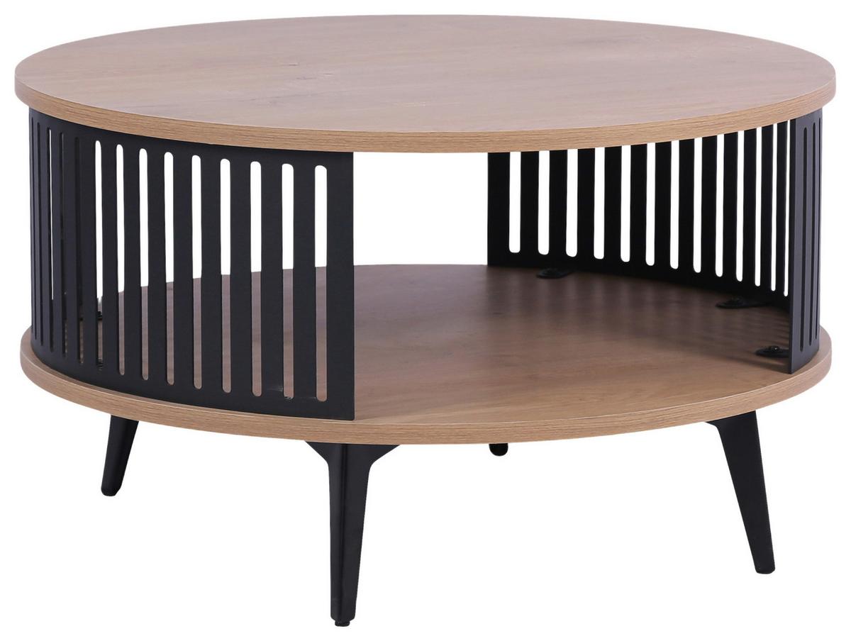 Klubska Miza Santiago, Barva Hrasta - črna/barve hrasta, Moderno, kovina/leseni material (75/44/75cm)