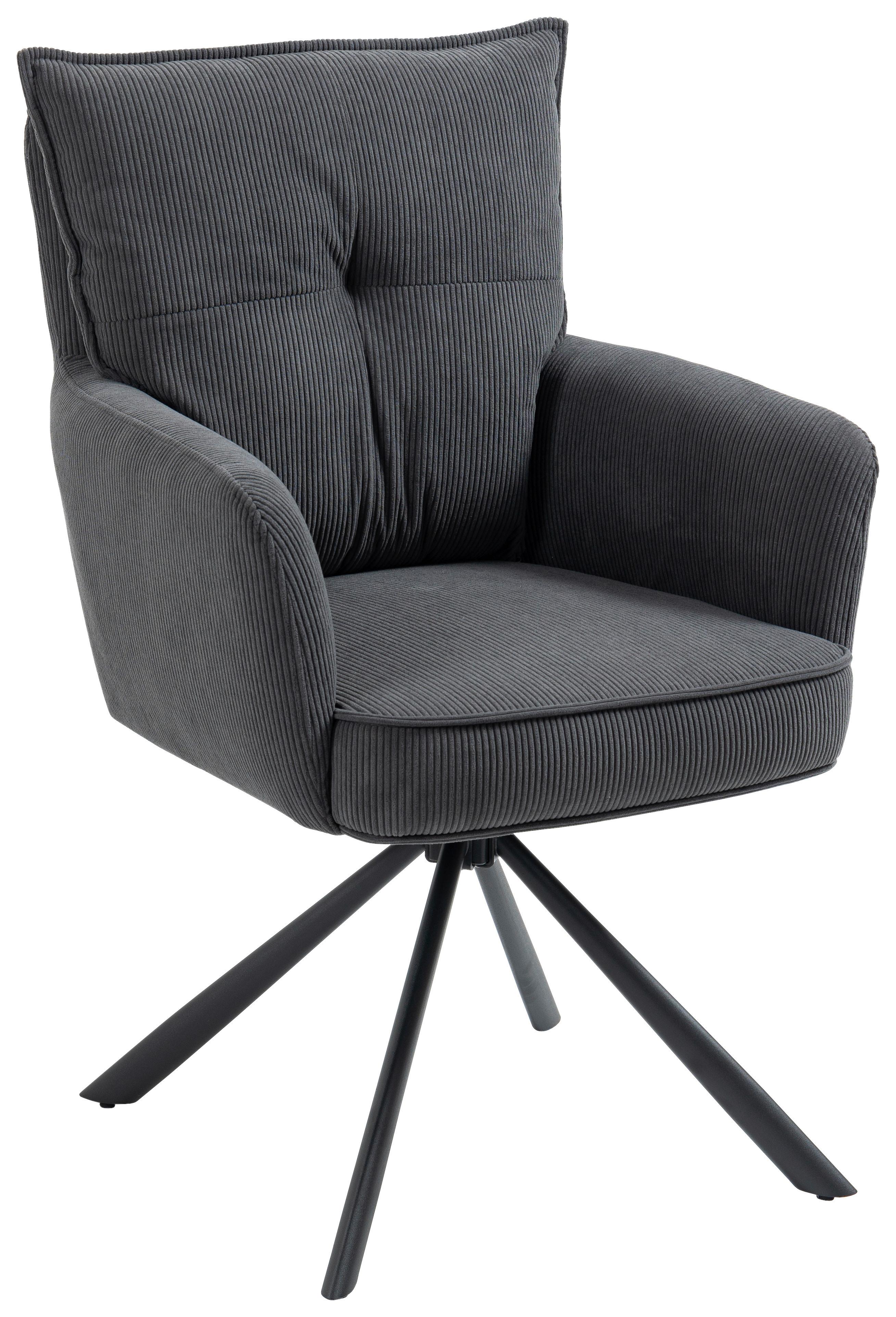 KRZESŁO Z PODŁOKIETNIKAMI POINT - antracytowy/czarny, Design, metal/tkanina (60/95/67cm) - Novel