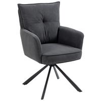 KRZESŁO Z PODŁOKIETNIKAMI POINT - antracytowy/czarny, Design, metal/tkanina (60/95/67cm) - Novel