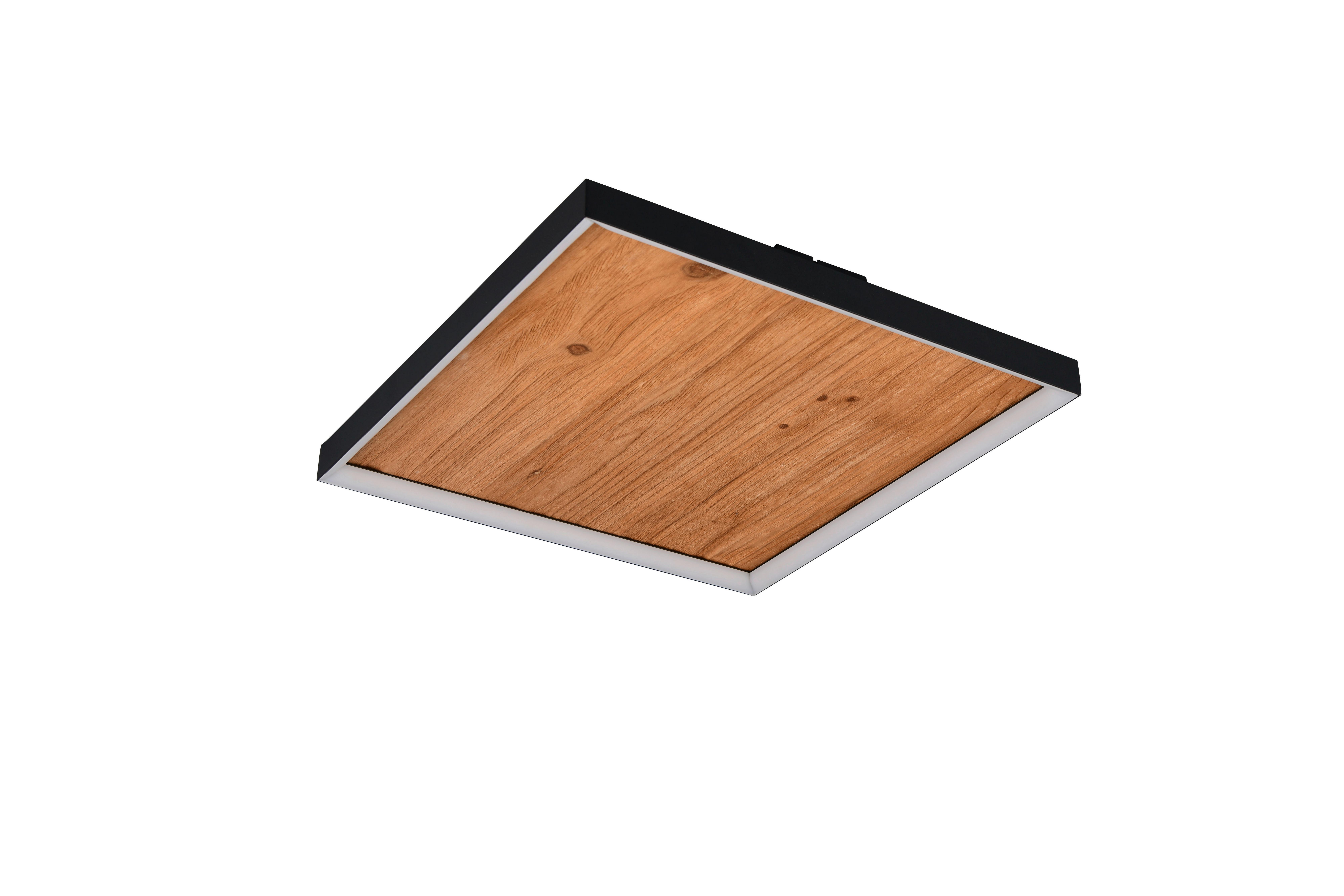 LAMPA SUFITOWA LED 655510130 KALEA - czarny/kolor sosnowy, Natur, metal/drewno (45/45/7,5cm) - Trio Leuchten