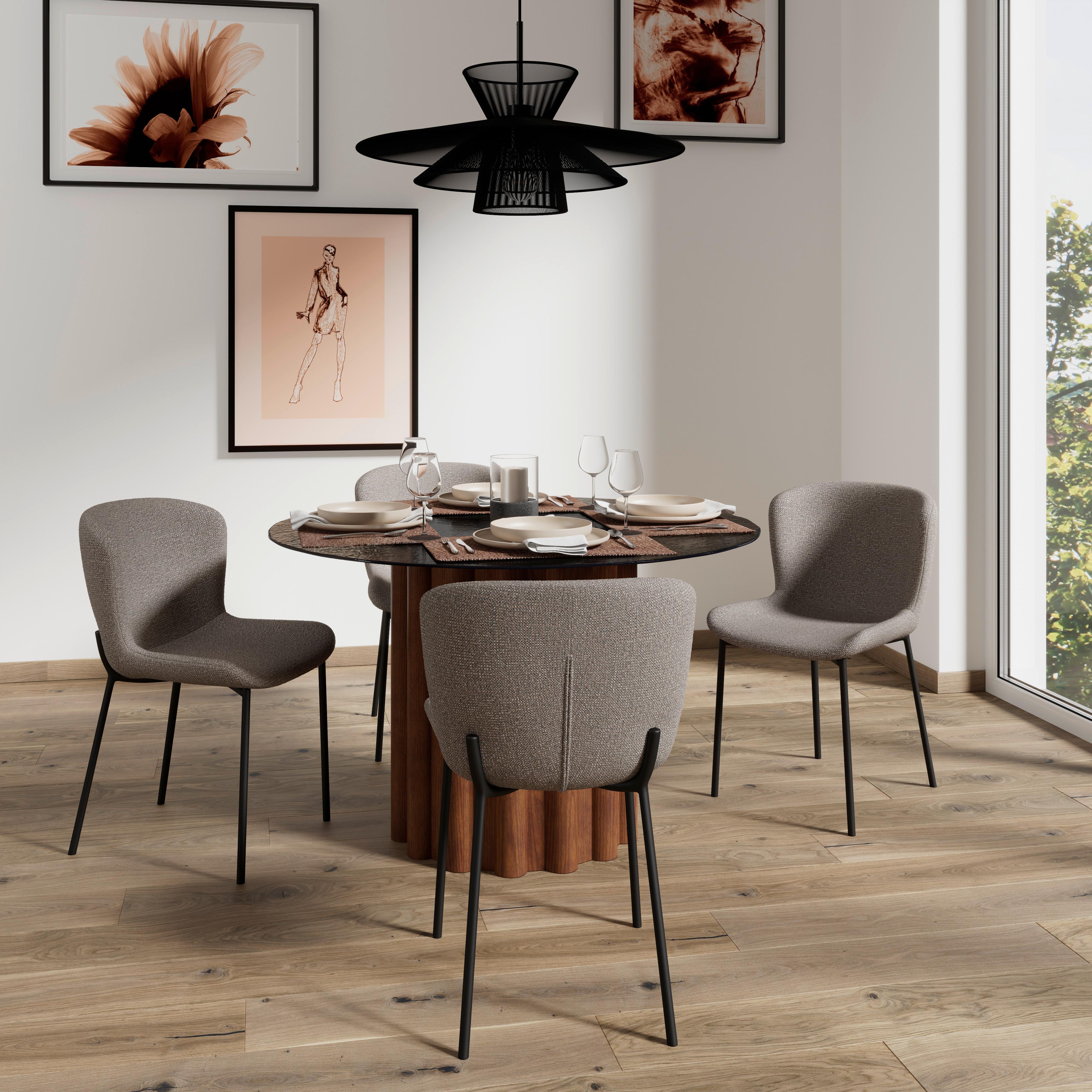STOEL NOEMIE - Bruin/Zwart, Modern, Hout/Textiel (49/81/54cm) - Bessagi Home