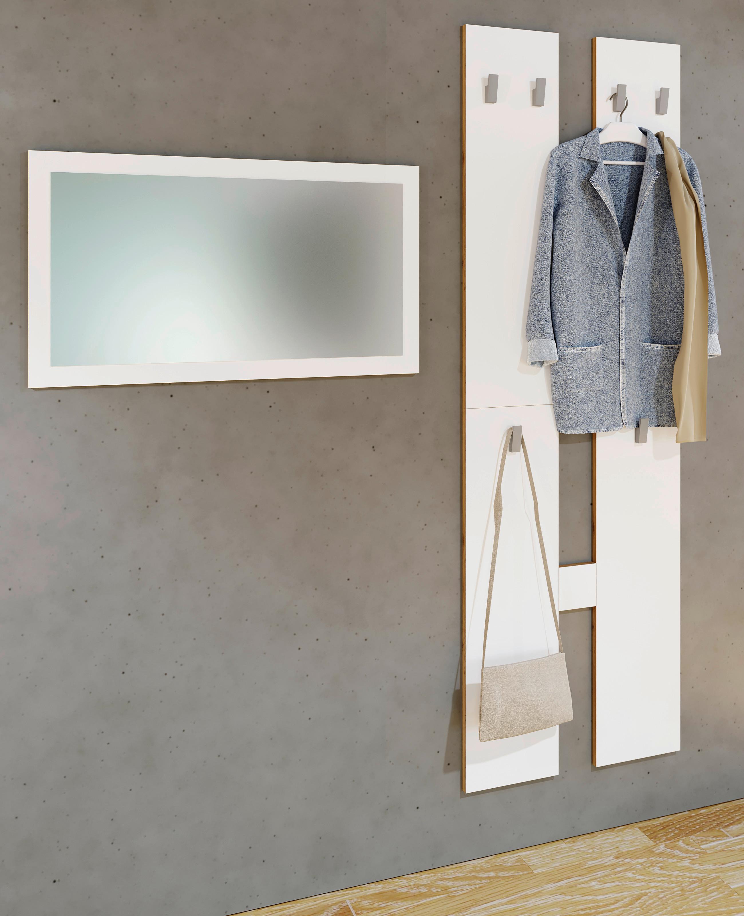 Wandgarderobe SALIA M ca. 57x140x20 cm Weiß - Honigeiche/Weiß, Design, Holzwerkstoff (57/140/20cm) - MID.YOU