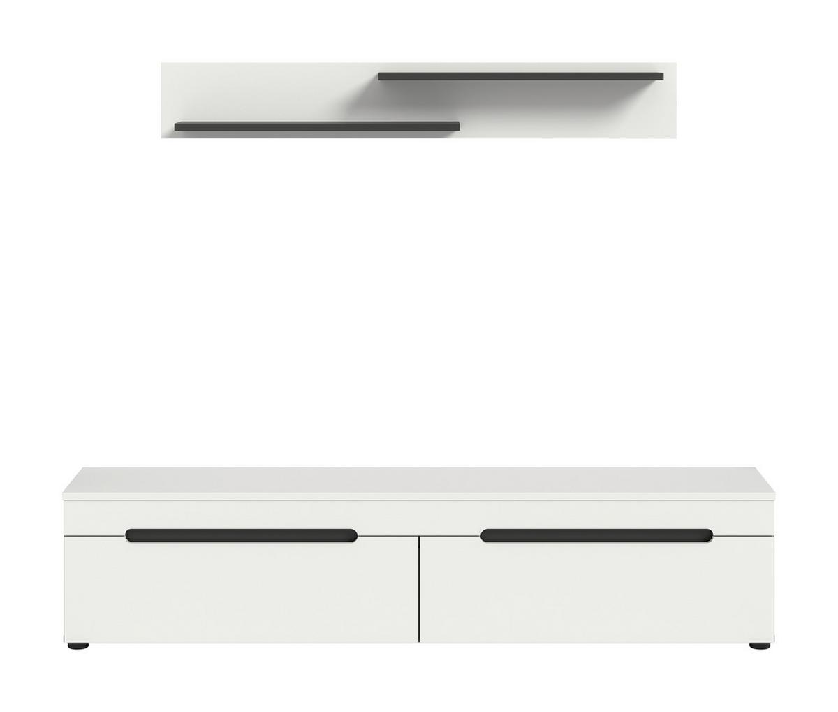 Dnevni Regal Canu, Bela, Siva, 2-Delni - temno siva/črna, Design, umetna masa/leseni material (170/38/33cm) - Livetastic