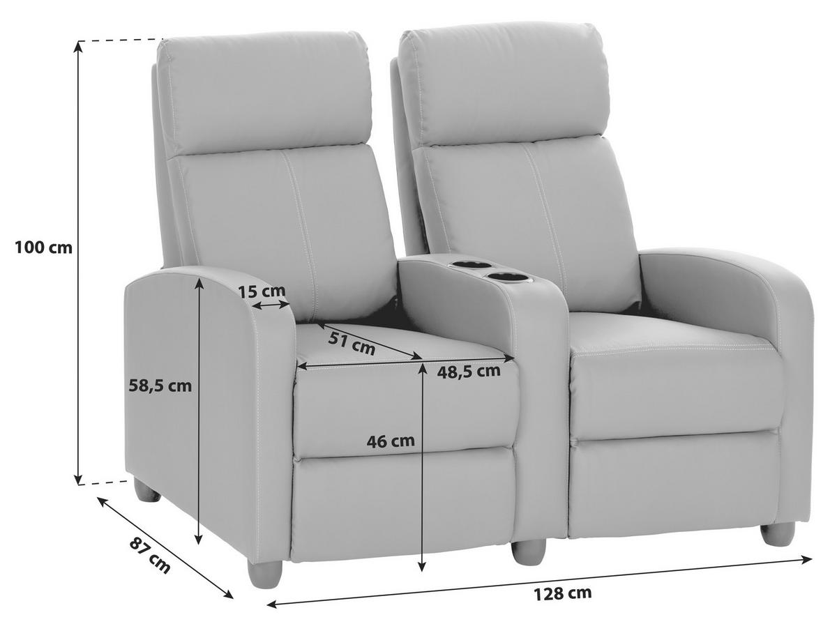 Zofa Za Domači Kino Movie, Relax Funkcija, Siva - siva/črna, Konvencionalno, umetna masa/tekstil (128/100/87cm)