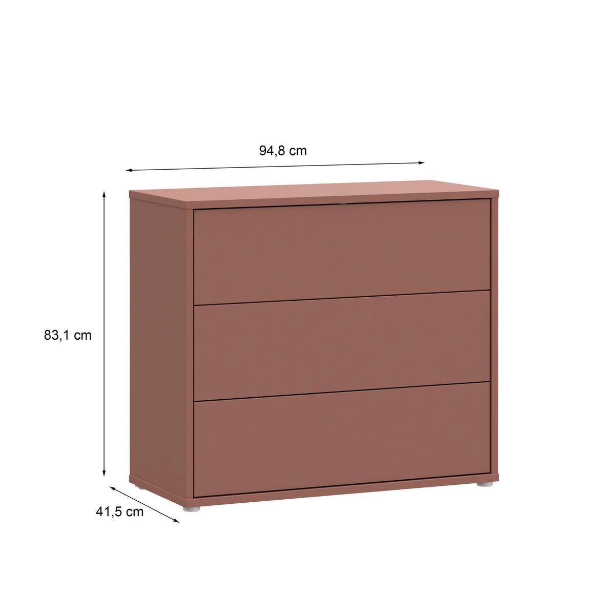 Komoda Alice, Terakota - srebrne barve/terakota, Trend, umetna masa/leseni material (95/83/42cm) - Carryhome