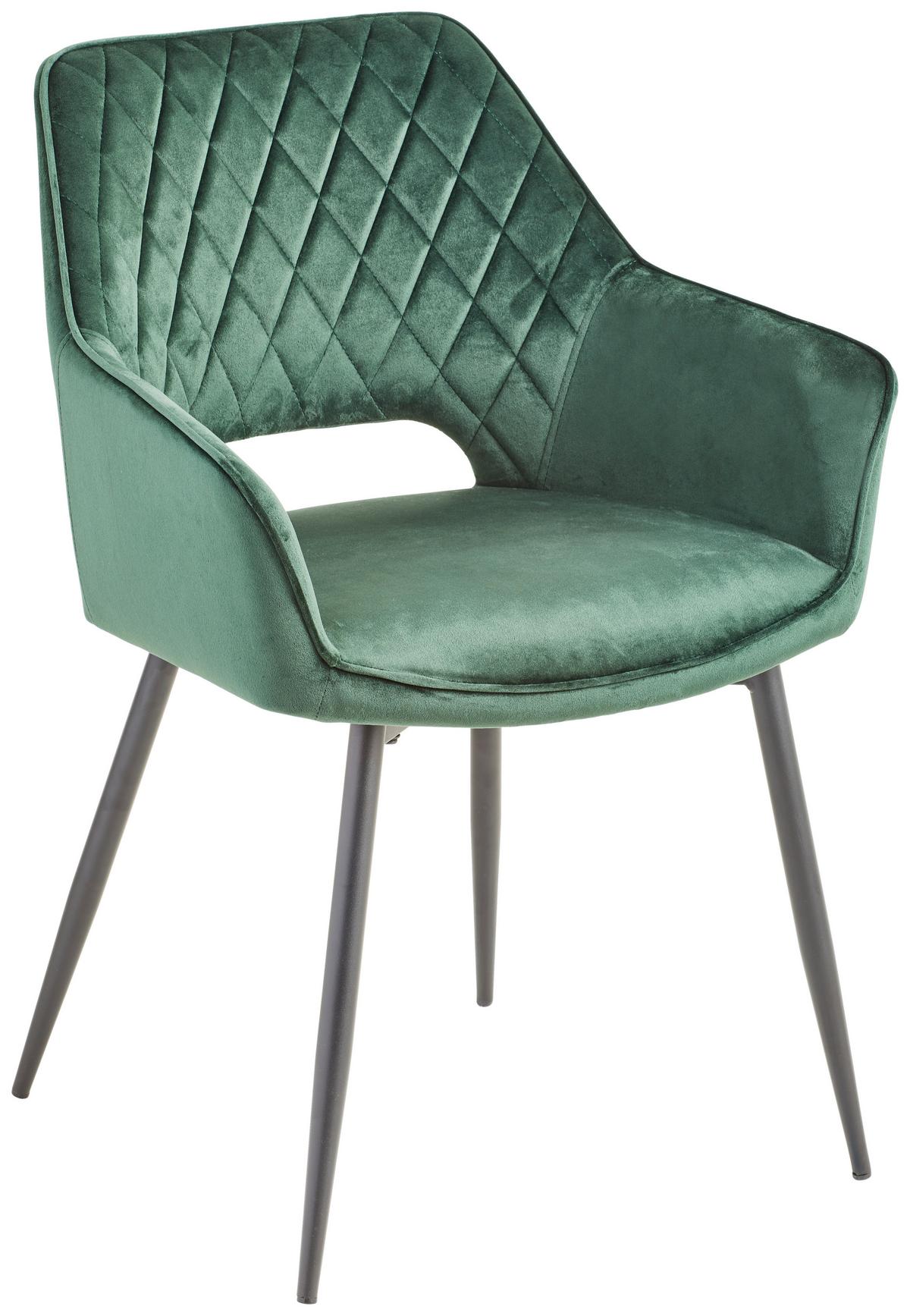 KRZESŁO Z PODŁOKIETNIKAMI GENUA - czarny/ciemnozielony, Konventionell, metal/drewno (56/56/80,5cm) - MID.YOU