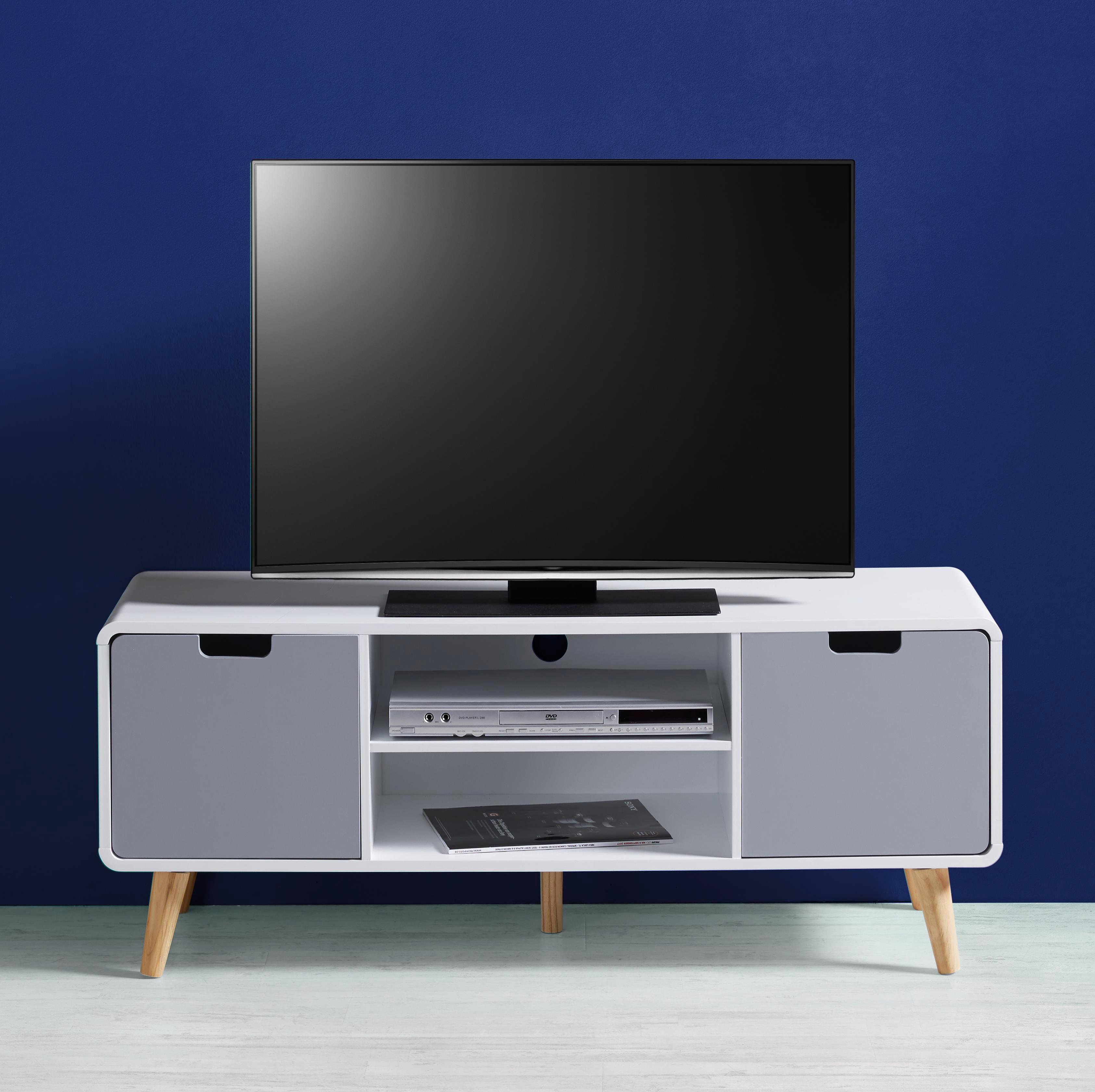 TV-Element in Grau/Weiß 'Daniela' - Weiß/Grau, MODERN, Holz (120/48/40cm) - Bessagi Home