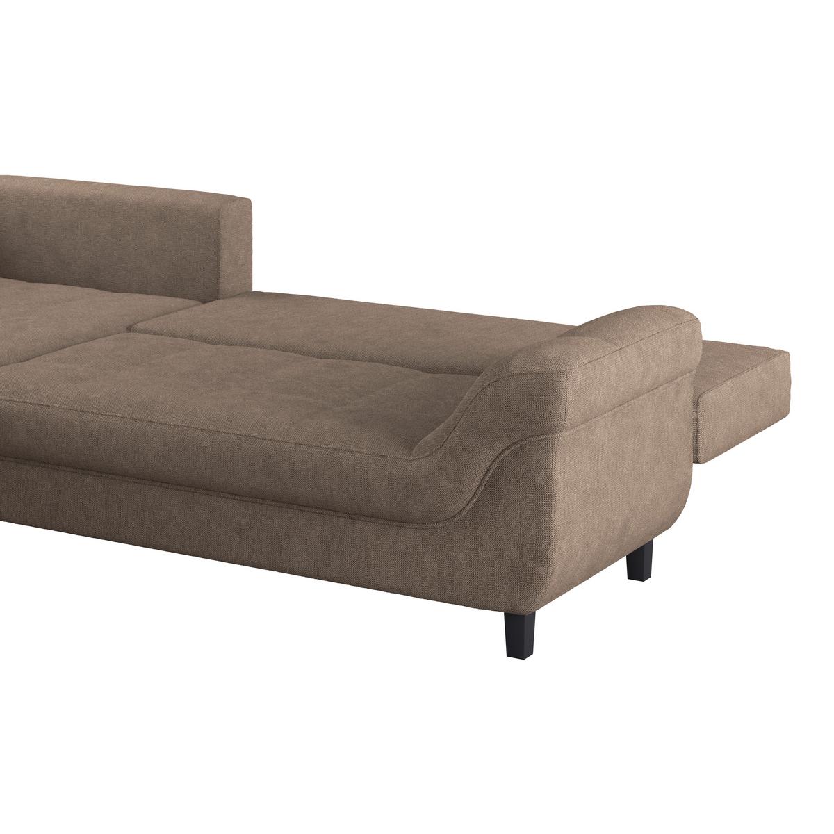 Kutna Garnitura Mendoza - smeđa/crna, Design, tekstil/drvo (197/309cm) - Modern Living