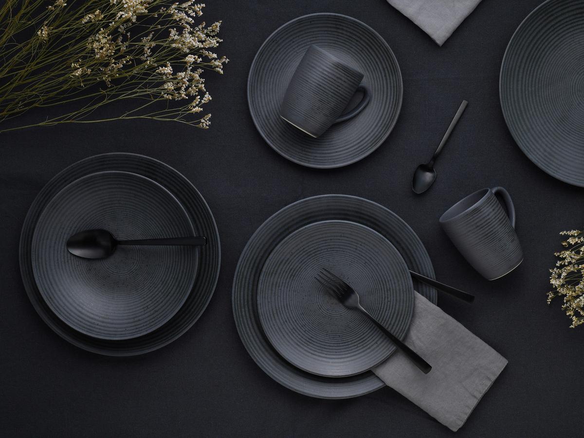 Kombiservice Catania Anthrazit, 16-teilig - Anthrazit, Design, Keramik - Creatable