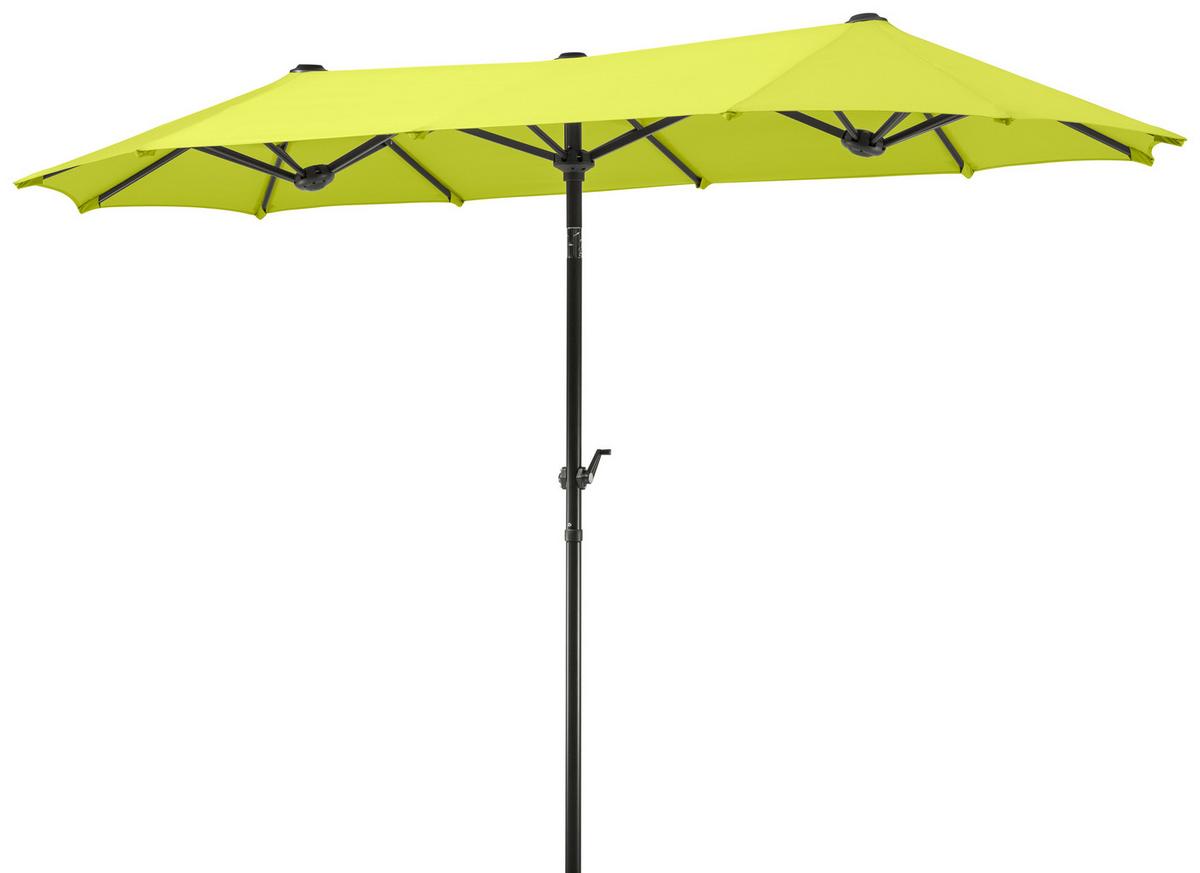 Doppelsonnenschirm Salerno ca.300x220x150cm Grün - Anthrazit/Grün, Basics, Textil/Metall (300/220/150cm) - Schneider