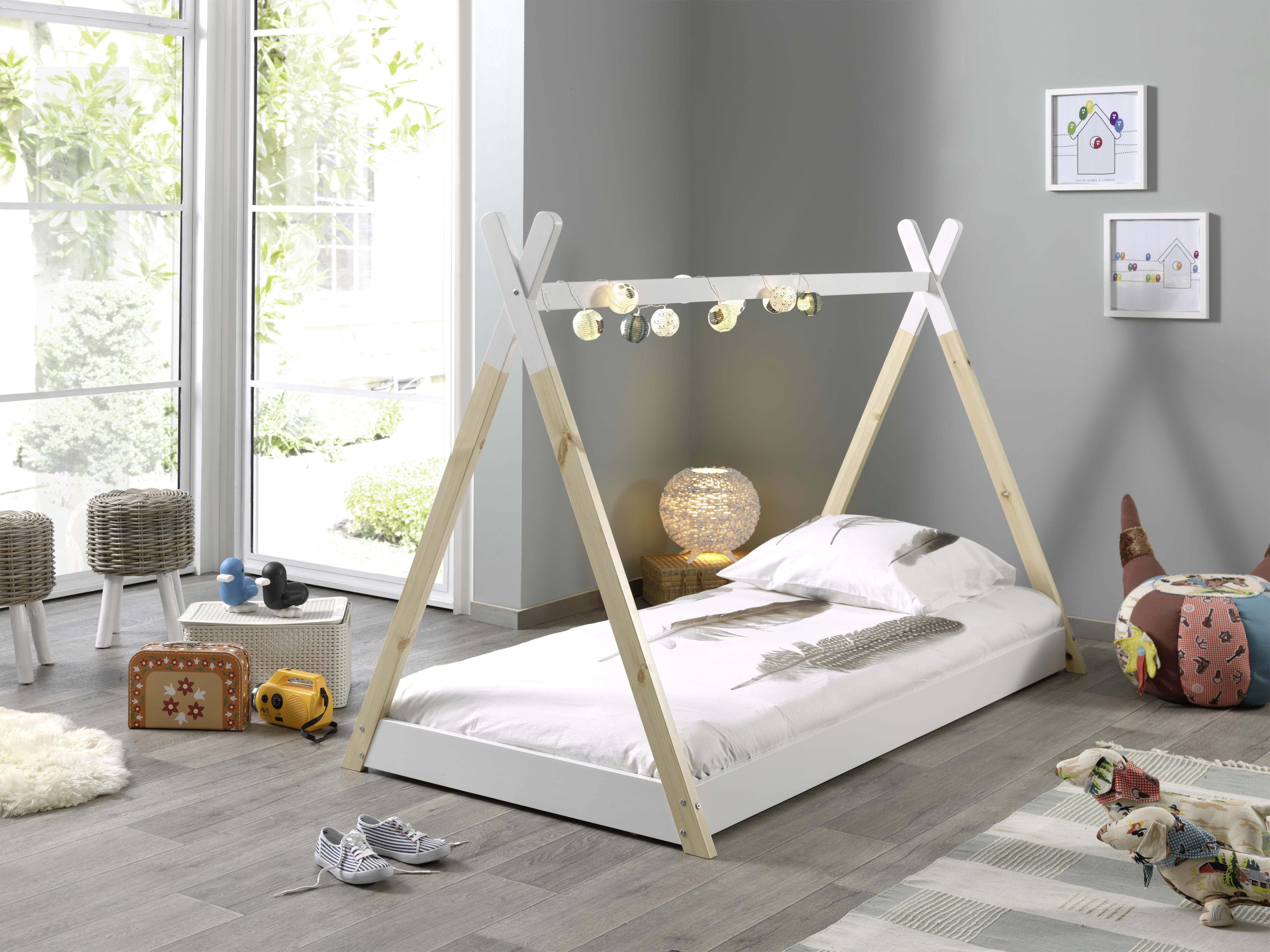 HAUSBETT Tipi 90x200 cm Weiß - Weiß/Kieferfarben, MODERN, Holz/Holzwerkstoff (90/200cm) - MID.YOU