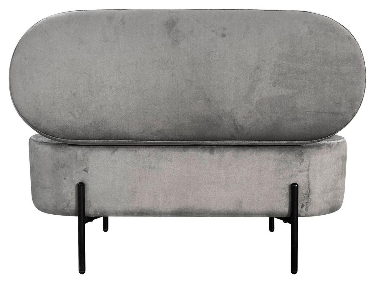 Sitzbank Nova Grau Samt - Schwarz/Grau, Design, Textil/Metall (95/42/37,5cm) - MID.YOU