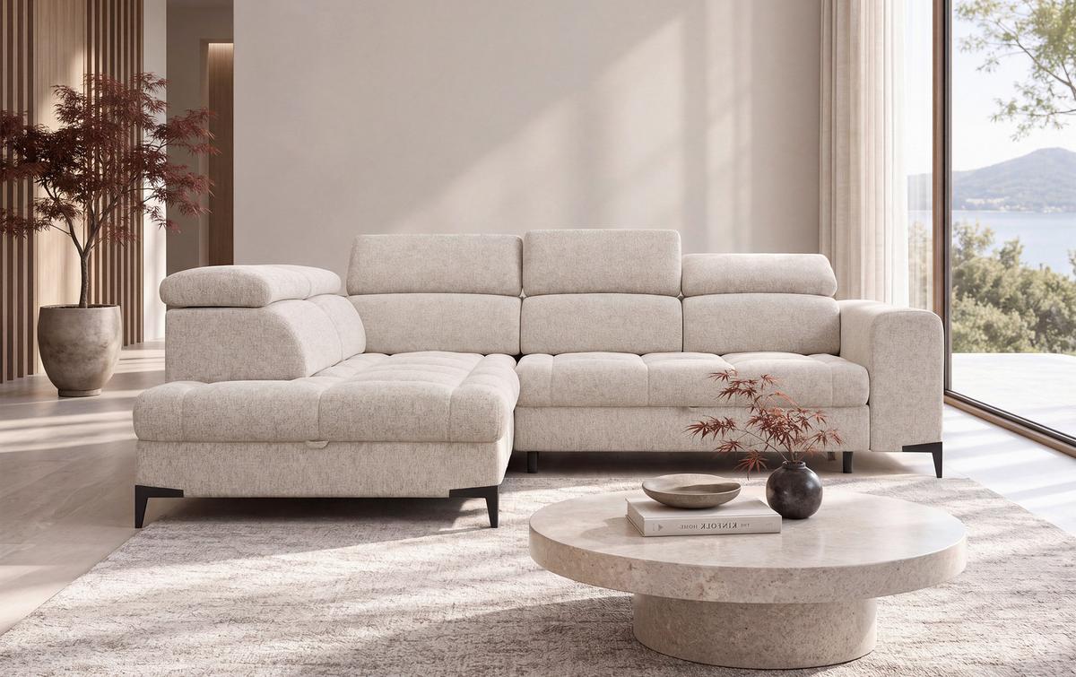 Sarokkanapé Mason - bézs/krémszínű, Modern, műanyag/faalapú anyag (211/271cm) - Modern Living