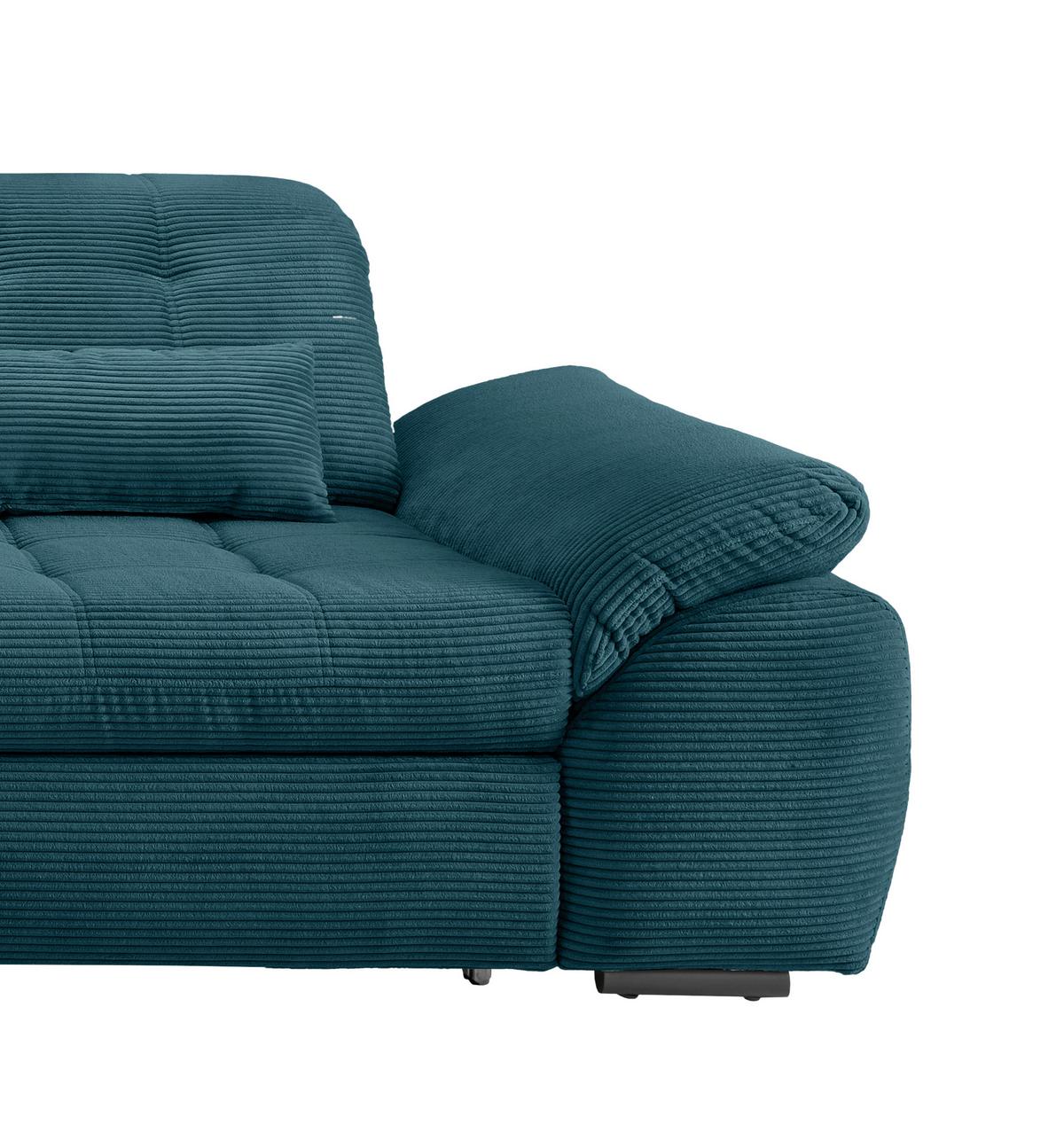 Ecksofa mit Bettkasten Rigatti ca. 184x314 cm Petrol - Petrol/Schwarz, MODERN, Textil/Metall (184/314cm) - Livetastic