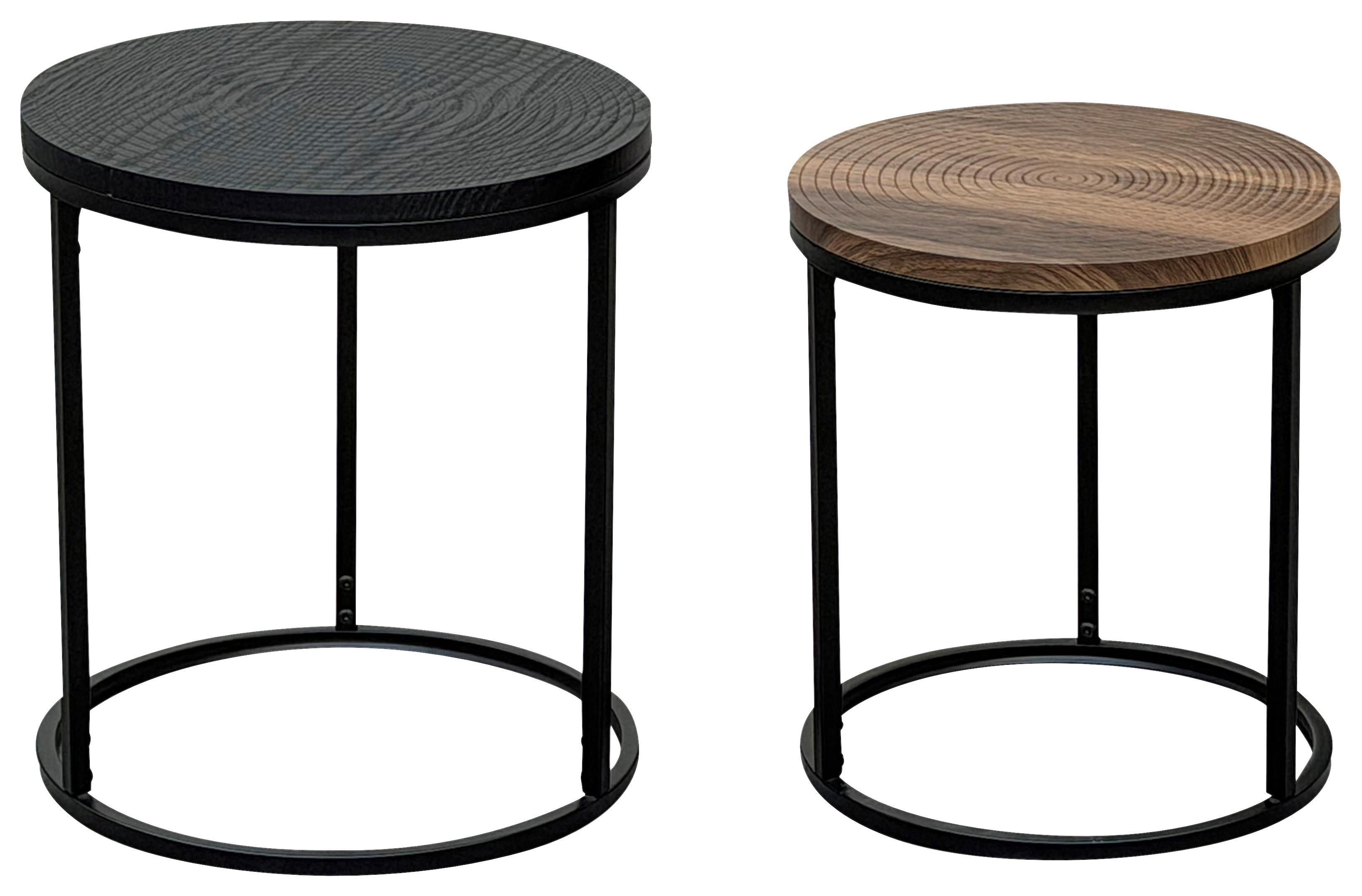 Stolić Set 2/1 Wolf - smeđa/crna, Moderno, drvni materijal/metal (40/35/45/40cm) - Modern Living