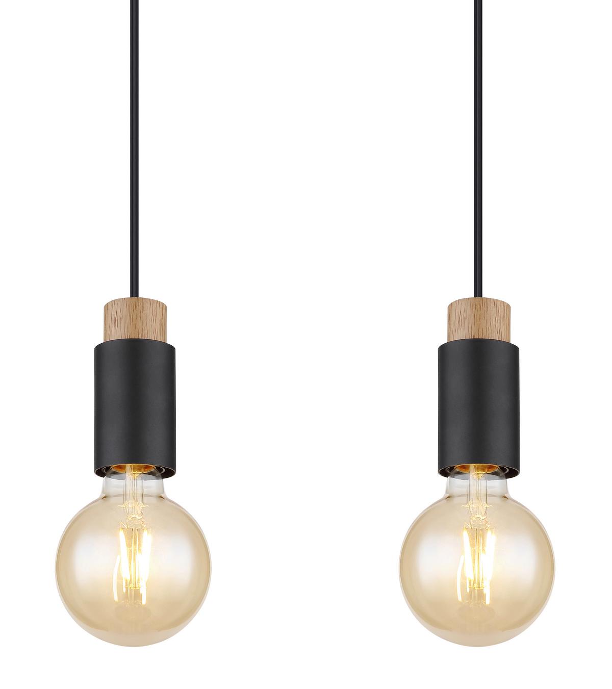 Hängeleuchte Matti in Schwarz/Braun max. 40 Watt - Dunkelbraun/Schwarz, Design, Holz/Kunststoff (75/8/120cm) - Globo