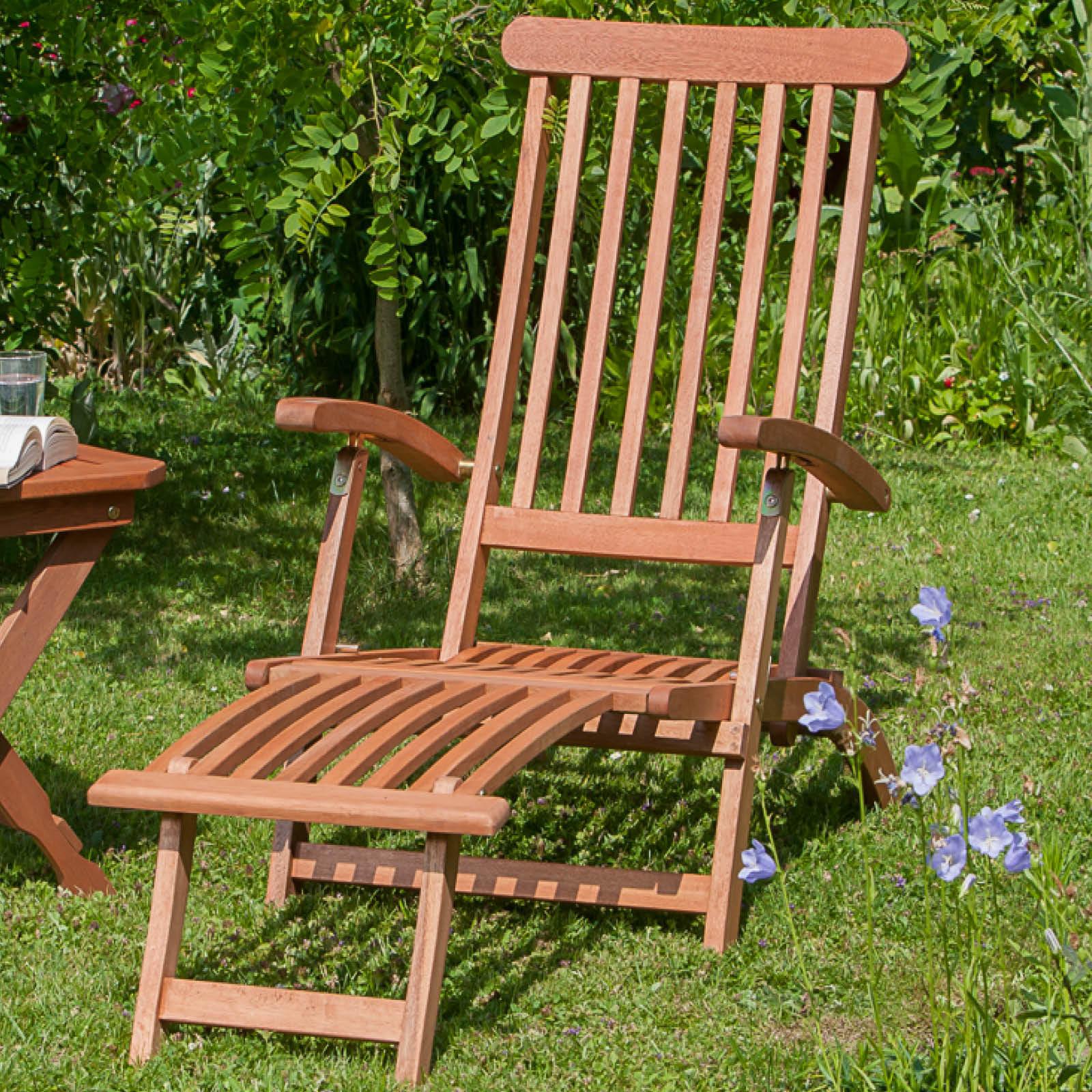 Vrtni Ležalnik Deckchair, Masivno - naravne barve, Konvencionalno, les (58/92/144cm) - Gardenson