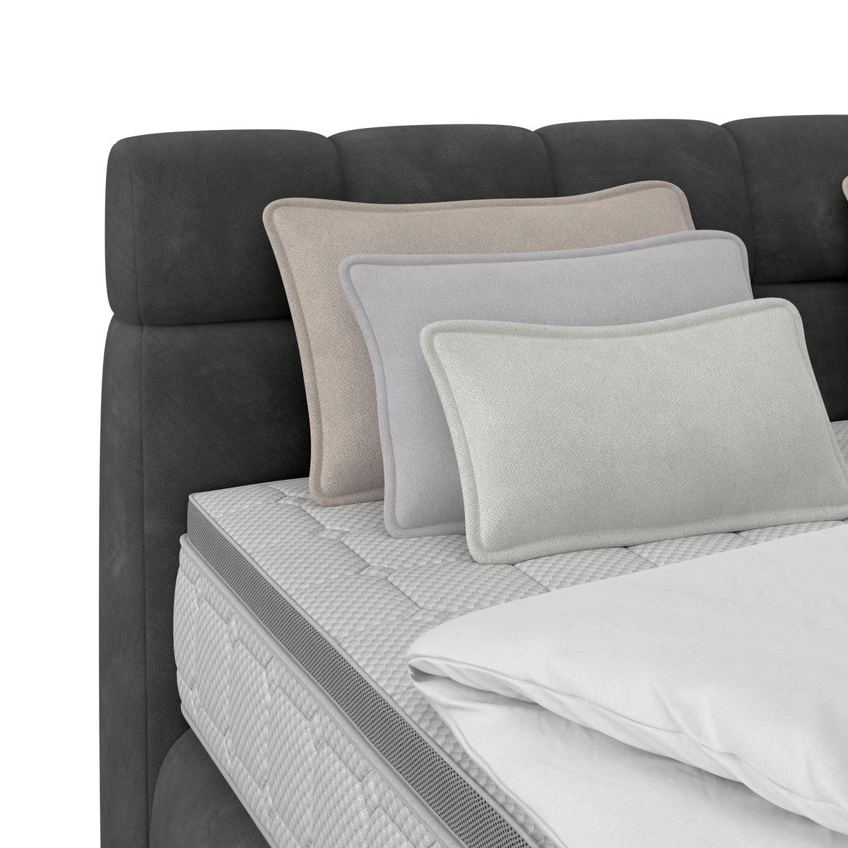 Boxspring Krevet Nobu - crna/antracit, Trend, drvo/tekstil (160/200cm) - Premium Living