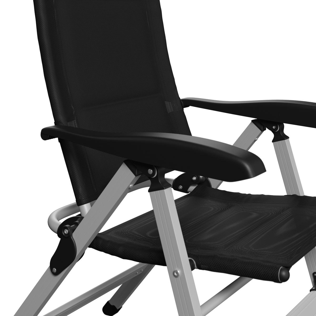 Gartenstuhl Geri Schwarz/Silberfarben - Silberfarben/Schwarz, Basics, Textil/Metall (74/117/60cm)