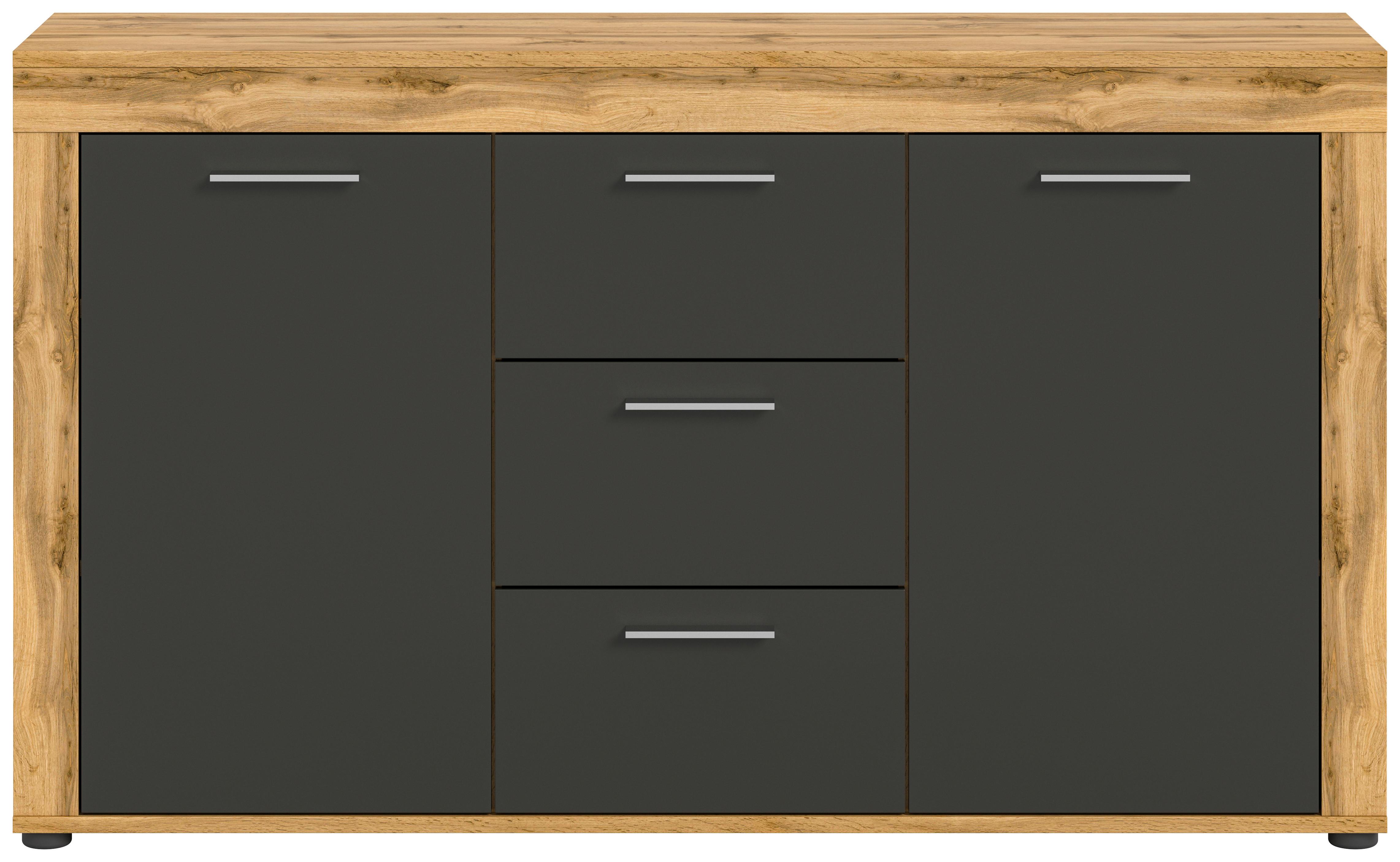 Comodă cu uși JAM - stejar Wotan, Design, material pe bază de lemn (125/80/35cm) - Modern Living
