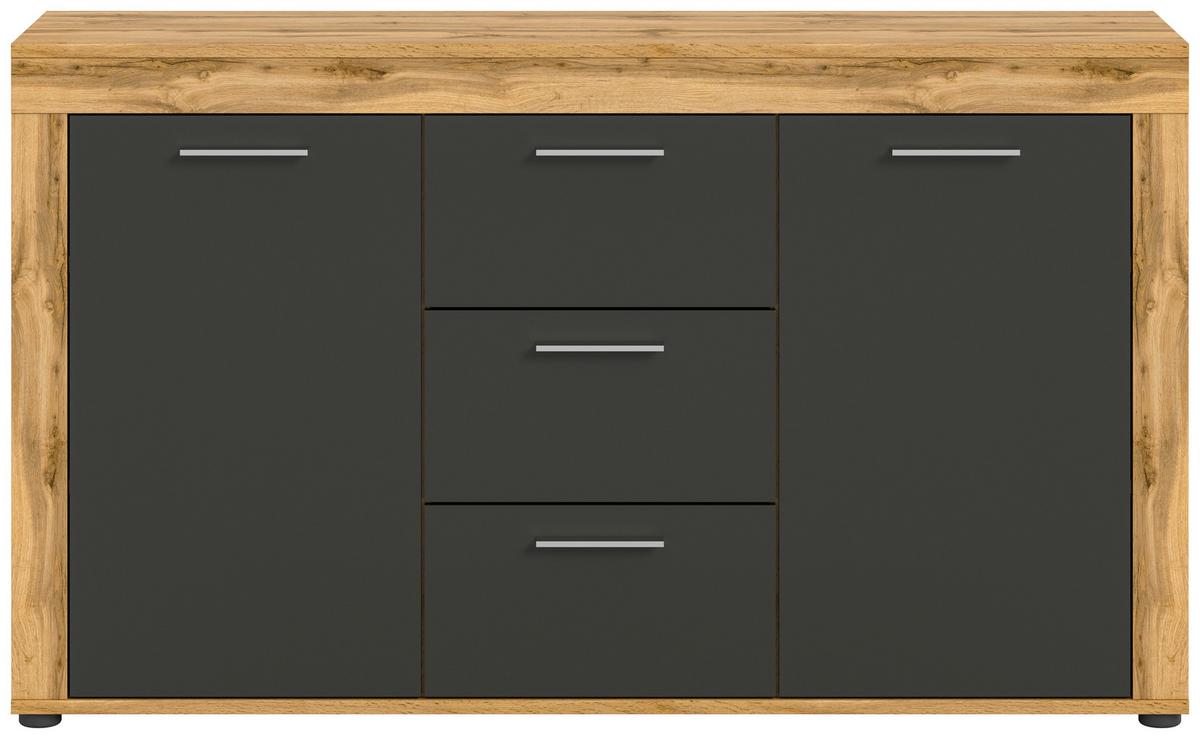 Comodă cu uși JAM - stejar Wotan, Design, material pe bază de lemn (125/80/35cm) - Modern Living