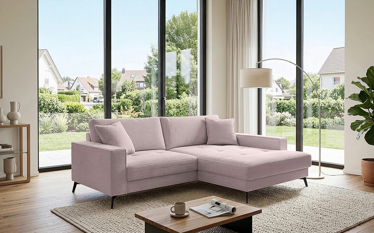 Kutna Garnitura Ted - ružičasta/crna, Trend, tekstil/metal (228/174cm) - Modern Living