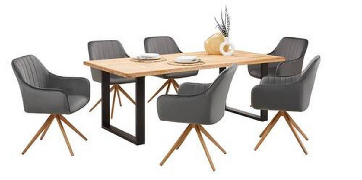 Jedilna Miza Wood 200, Hrast, Masivno, 200x100 - črna/naravne barve, Konvencionalno, kovina/les (200/75/100cm) - James Wood