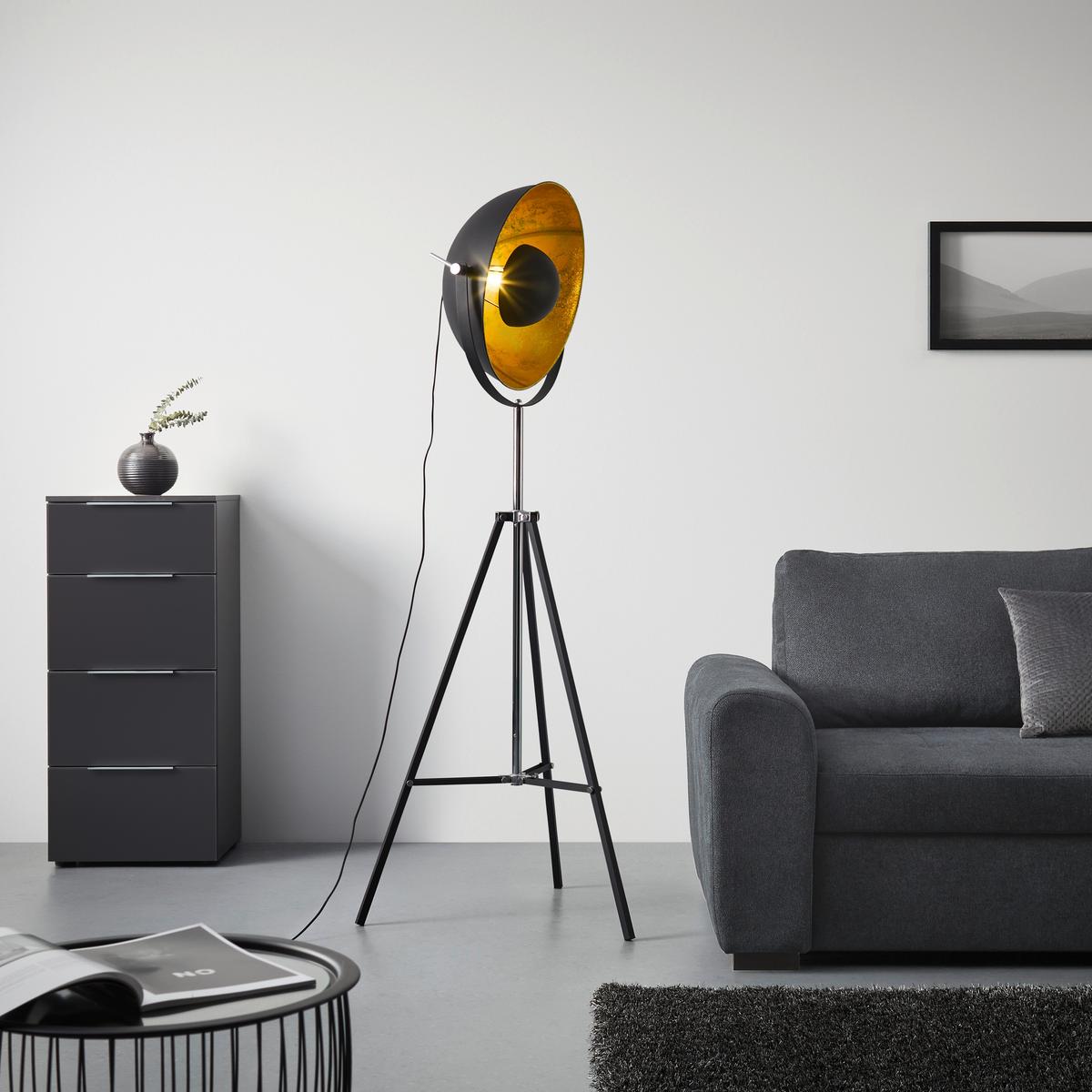 Stehleuchte Jule max. 60 Watt - Goldfarben/Schwarz, LIFESTYLE, Metall (50/176cm) - Mömax