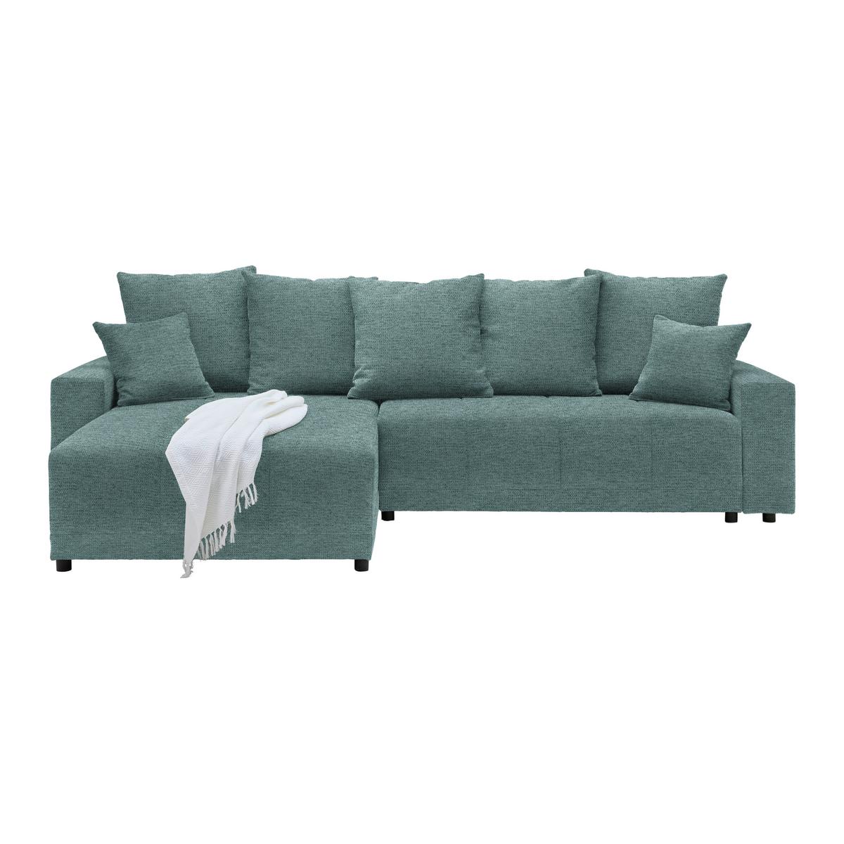 Ecksofa Alatri Petrol - Petrol/Schwarz, Modern, Kunststoff/Textil (289/90/176cm) - Based