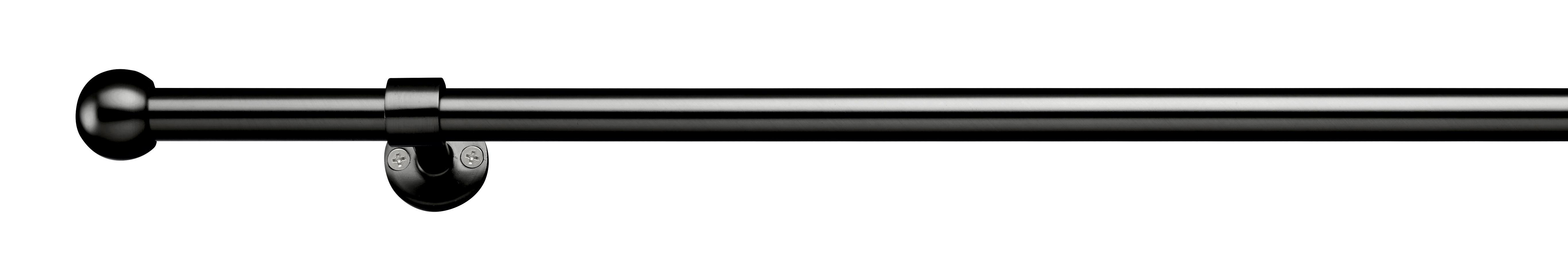 Vorhangstangenset Wand/Decke in Schwarz ca. 120-210cm - Schwarz, Metall (120-210cm) - Modern Living