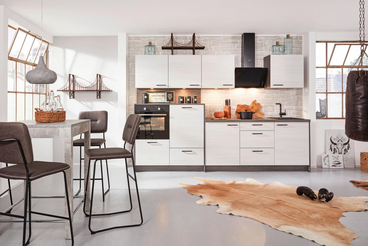 Küchenblock Plan, in Eiche Weiß - Eichefarben/Weiß, MODERN, Holzwerkstoff (303,2cm) - Express-Kuechen