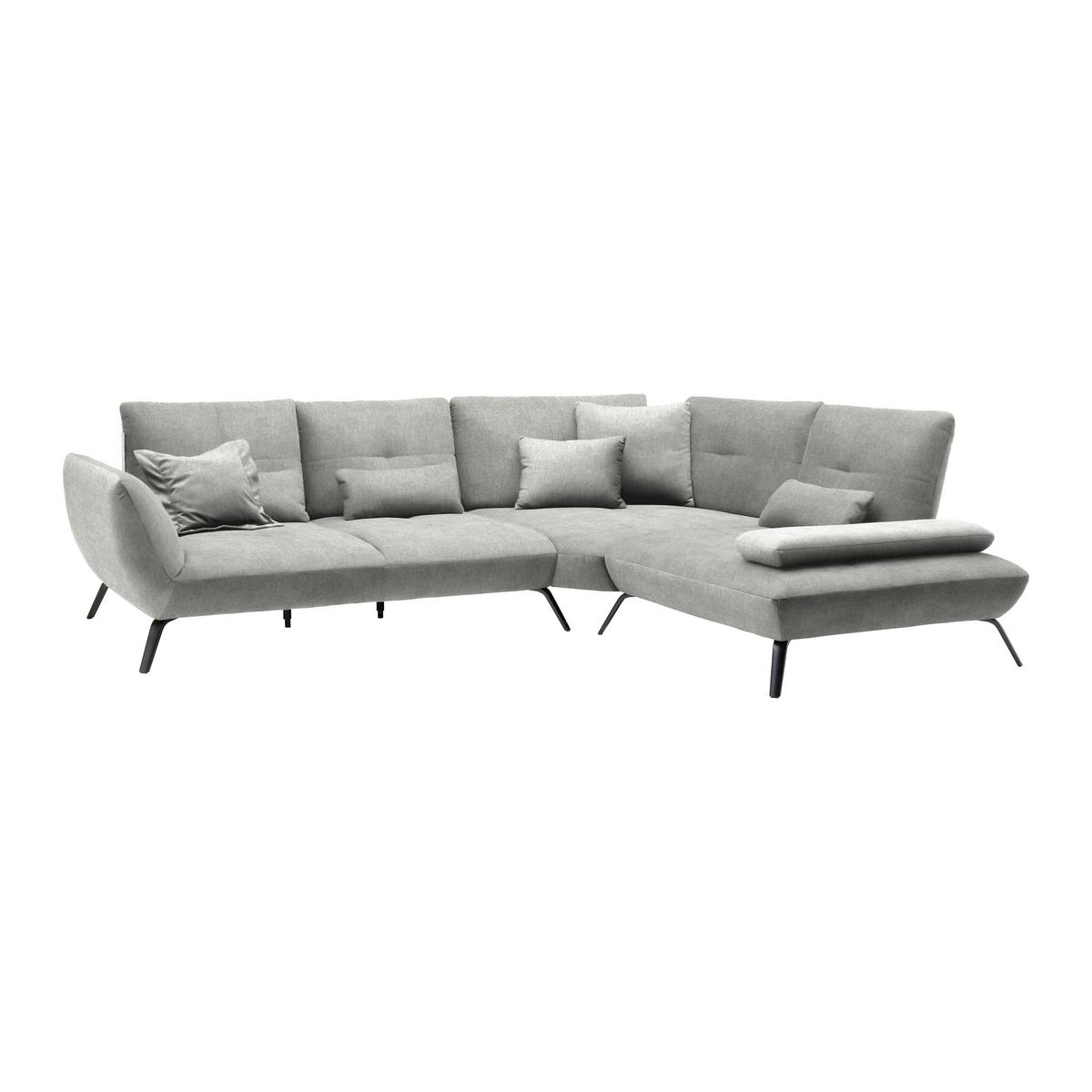 Wohnlandschaft Trendy Silberfarben - Silberfarben/Schwarz, MODERN, Holzwerkstoff/Textil (310/93/250cm) - Premium Living