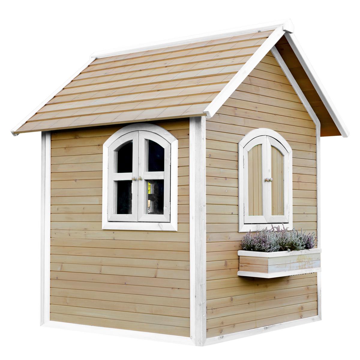 Spielhaus Julia aus Zedernholz - Braun/Weiß, Basics (137/175/151cm) - Ambia Garden