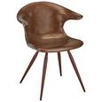 Stuhl in Braun - Dunkelbraun/Braun, Leder/Holz (64/80,5/54cm) - Premium Living Stuhl in Braun - Dunkelbraun/Braun, Leder/Holz (64/80,5/54cm) - Premium Living