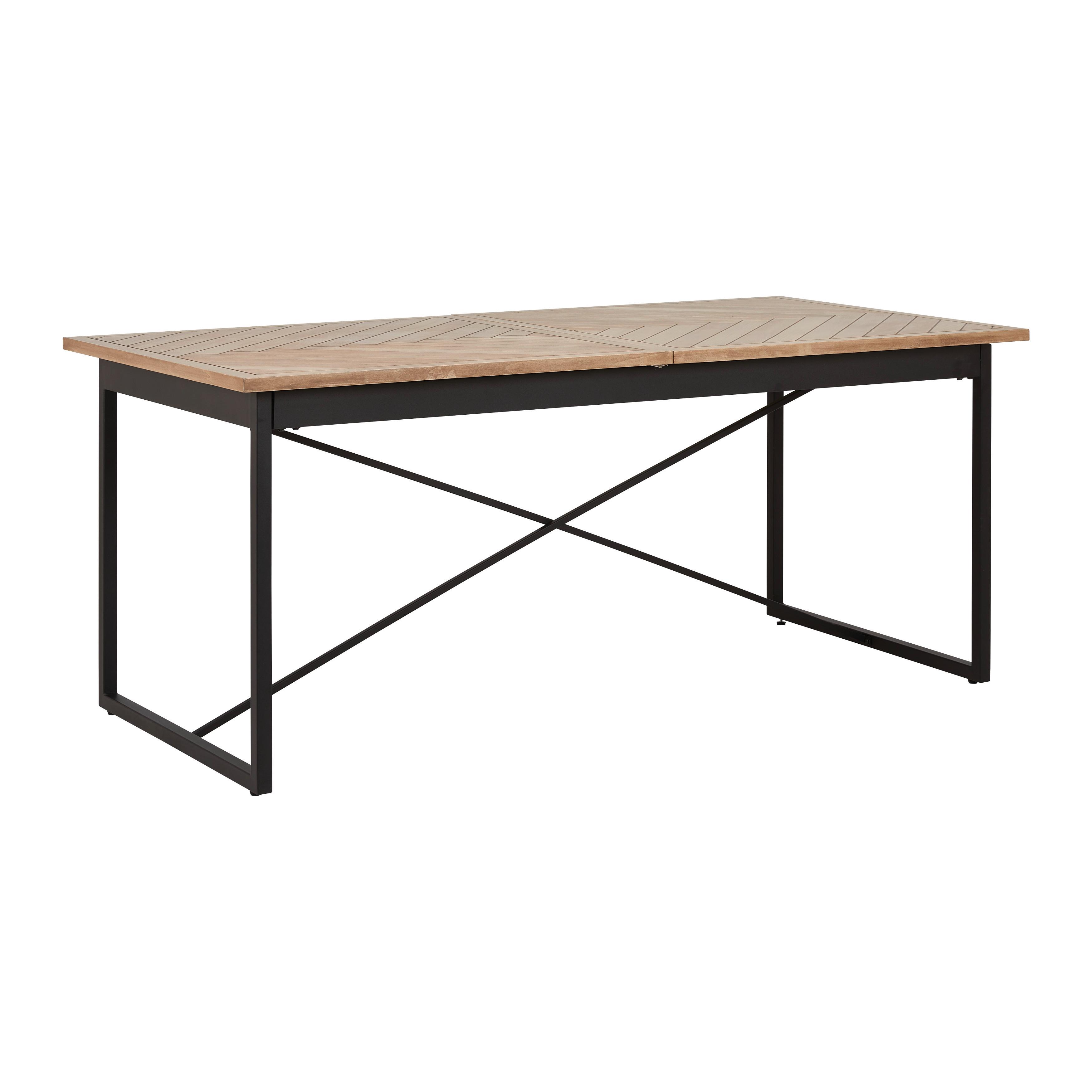 Esstisch ausziehbar Catalina Echtholz furniert/MDF - Eichefarben/Schwarz, MODERN, Holz/Metall (180-240/90/76cm) - Bessagi Home