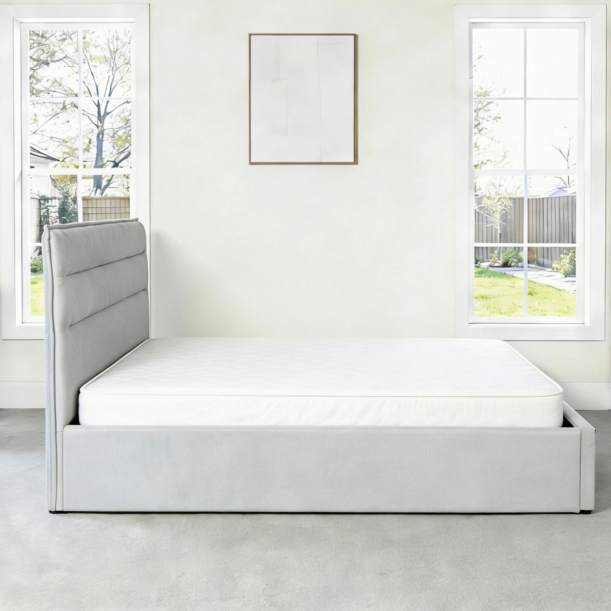 Polsterbett Sienna Hellgrau ca. 180x200cm - Hellgrau/Schwarz, LIFESTYLE, Holz/Kunststoff (180/200cm) - Based