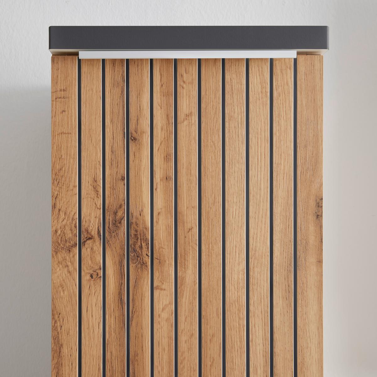 Midischrank Jakarta in Schwarz/Eiche Wotan - Eiche Wotan/Schwarz, Modern, Holzwerkstoff/Kunststoff (30/130/35cm) - Mömax