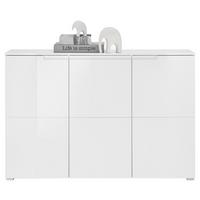 SZAFKA NA BUTY SPICE - biały wysoki połysk/kolor srebrny, Konventionell, materiał drewnopochodny/tworzywo sztuczne (150/100/37cm) - MID.YOU