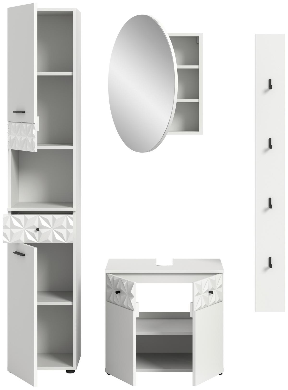 Kopalnica Prisma, Bela, 4-Delna - črna/bela, Moderno, kovina/steklo (111cm) - MID.YOU