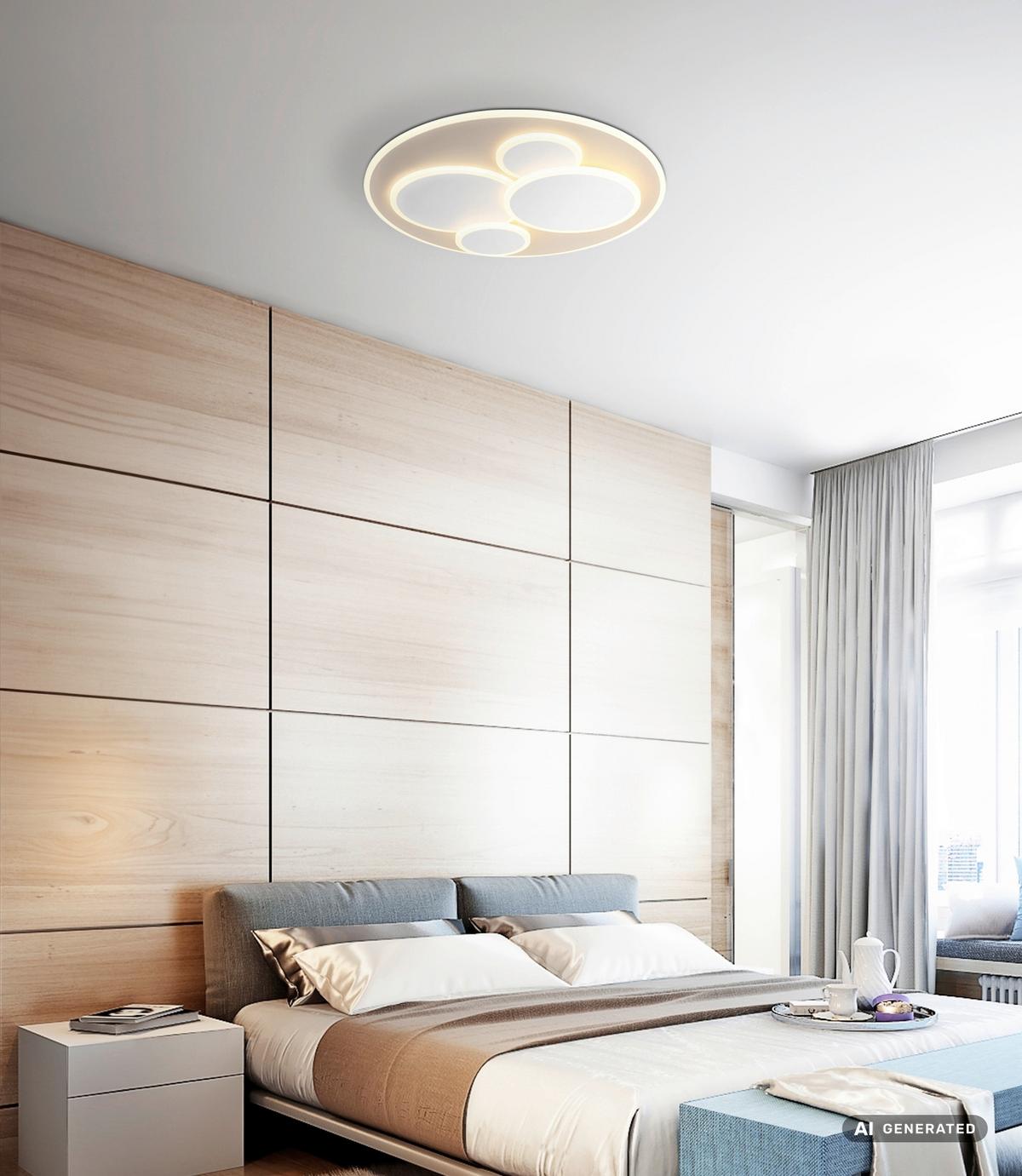 LED-Deckenleuchte Roland Weiß/Sandfarben max. 40 Watt - Sandfarben/Weiß, MODERN, Kunststoff/Metall (49/49/5,5cm) - Mömax
