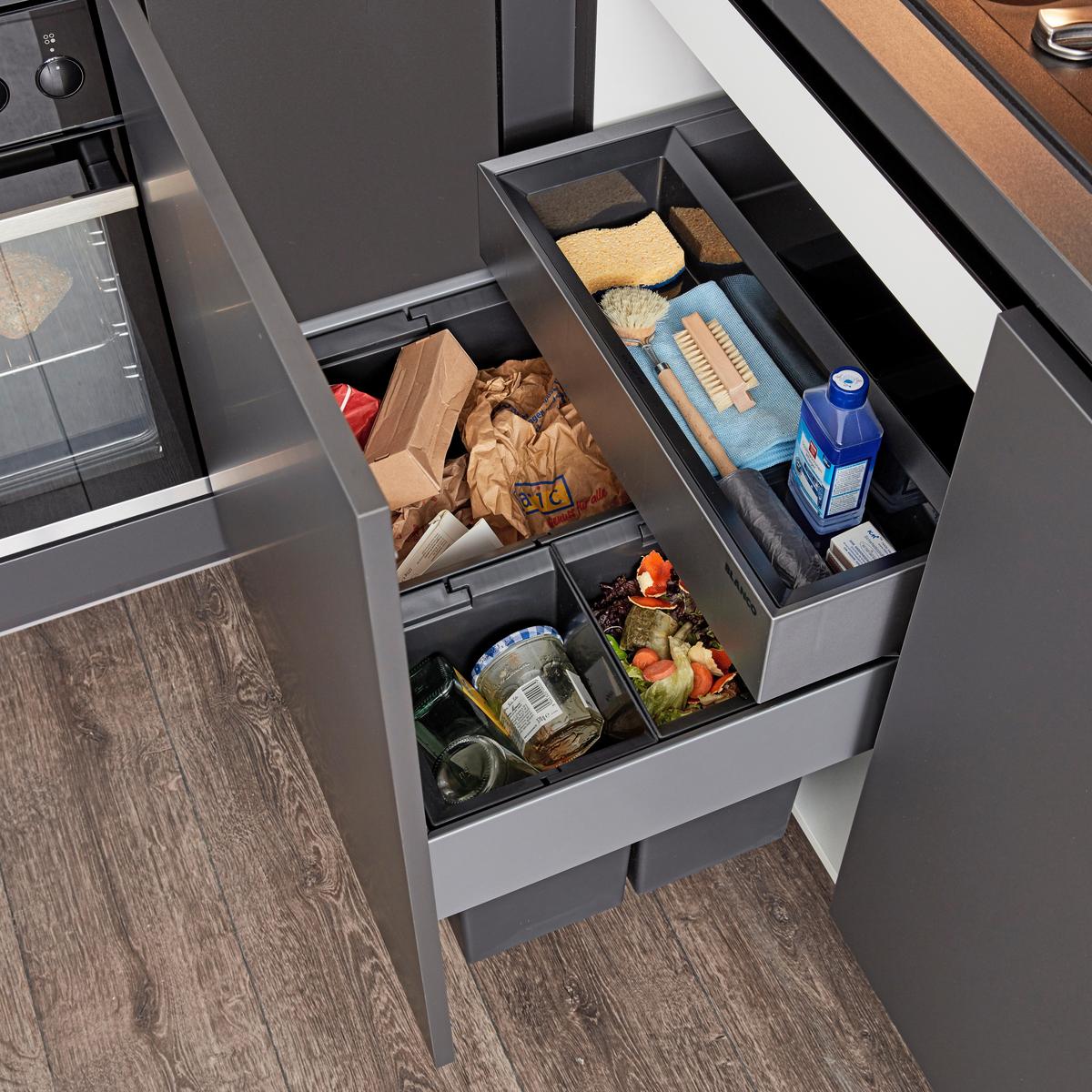 Einbauküche IP3150 - Graphitfarben, MODERN, Holzwerkstoff (255/305cm) - Impuls