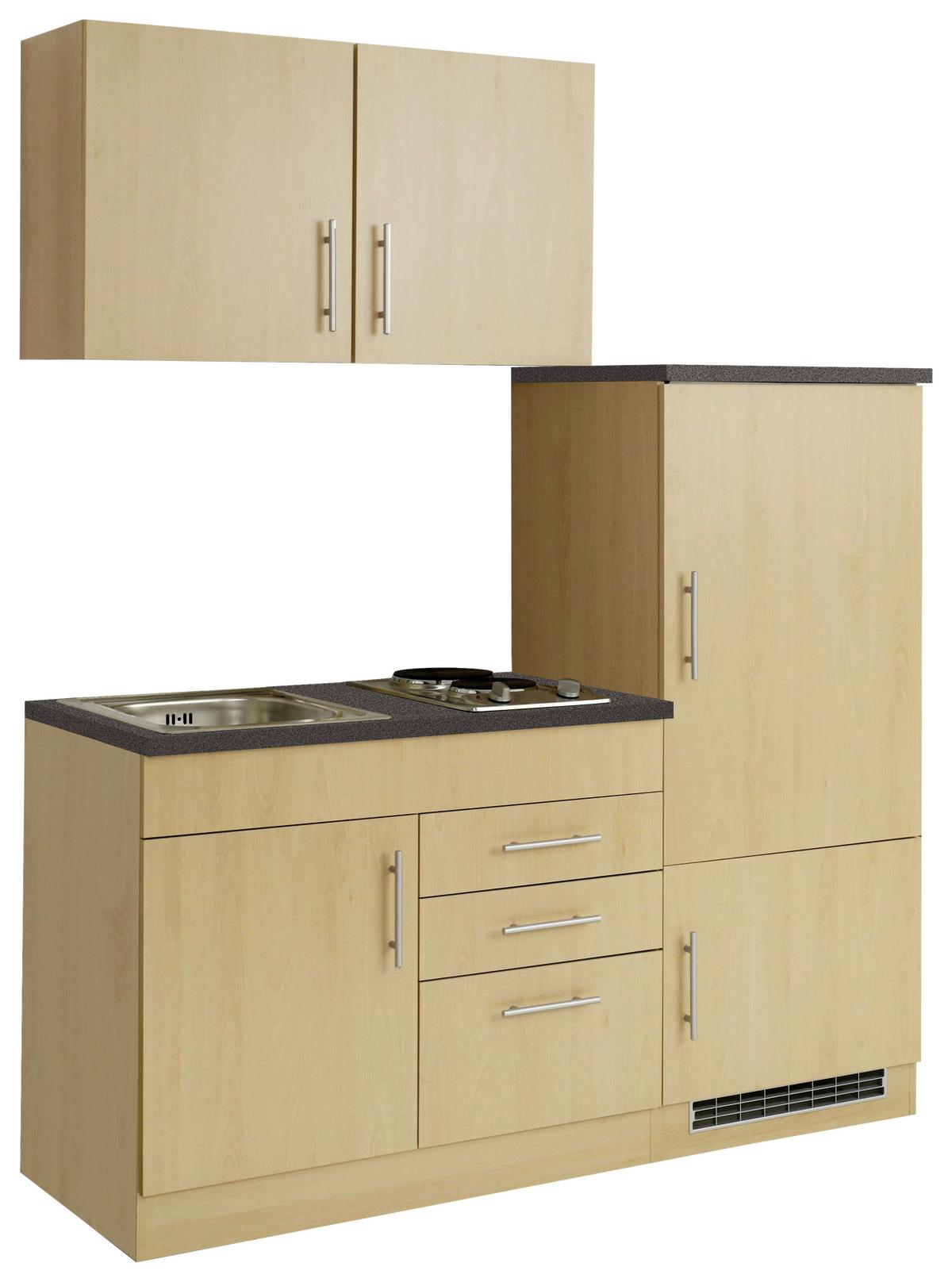 Küchenblock Toronto I m. Geräten Buchefarben - Chromfarben/Buchefarben, MODERN, Holzwerkstoff/Metall (160cm) - Held