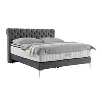Boxspringbett Queen in Anthrazit ca. 160x200cm - Chromfarben/Anthrazit, KONVENTIONELL, Textil (160/200cm) - Premium Living