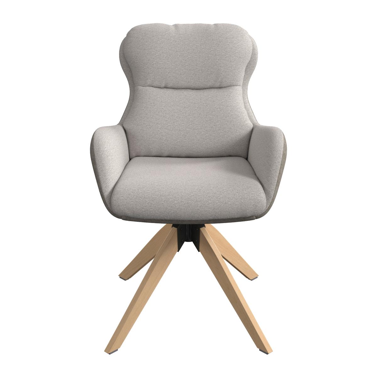 Armlehnstuhl Neelia Greige Webstoff Drehbar Gepolstert - Greige/Naturfarben, MODERN, Holz/Textil (71/60/94cm) - Bessagi Home
