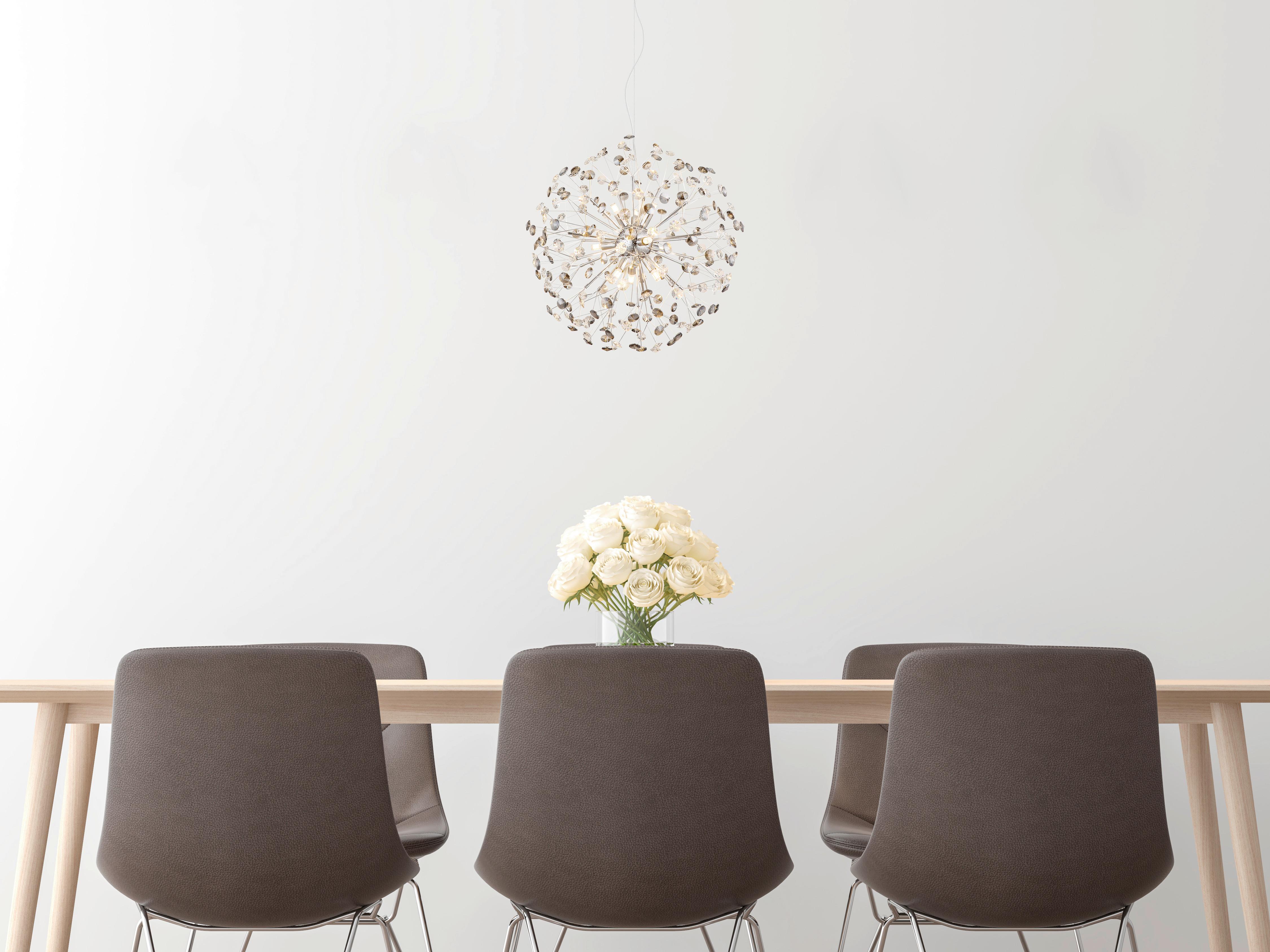 KRISTALL-HÄNGELEUCHTE 64135H2C  KATRINA - Klar/Chromfarben, Lifestyle, Glas/Kunststoff (60/150cm) - Globo