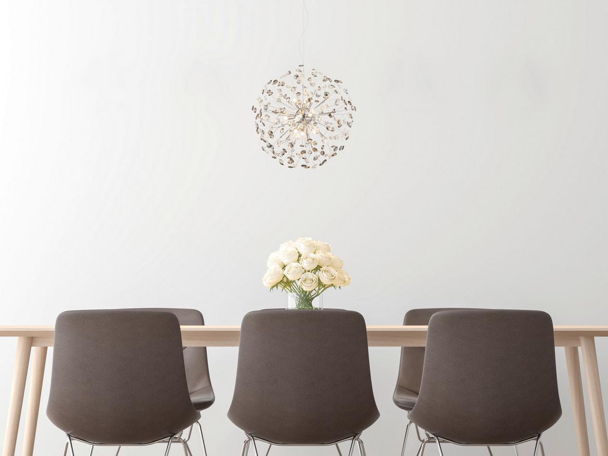 KRISTALL-HÄNGELEUCHTE 64135H2C  KATRINA - Klar/Chromfarben, Lifestyle, Glas/Kunststoff (60/150cm) - Globo