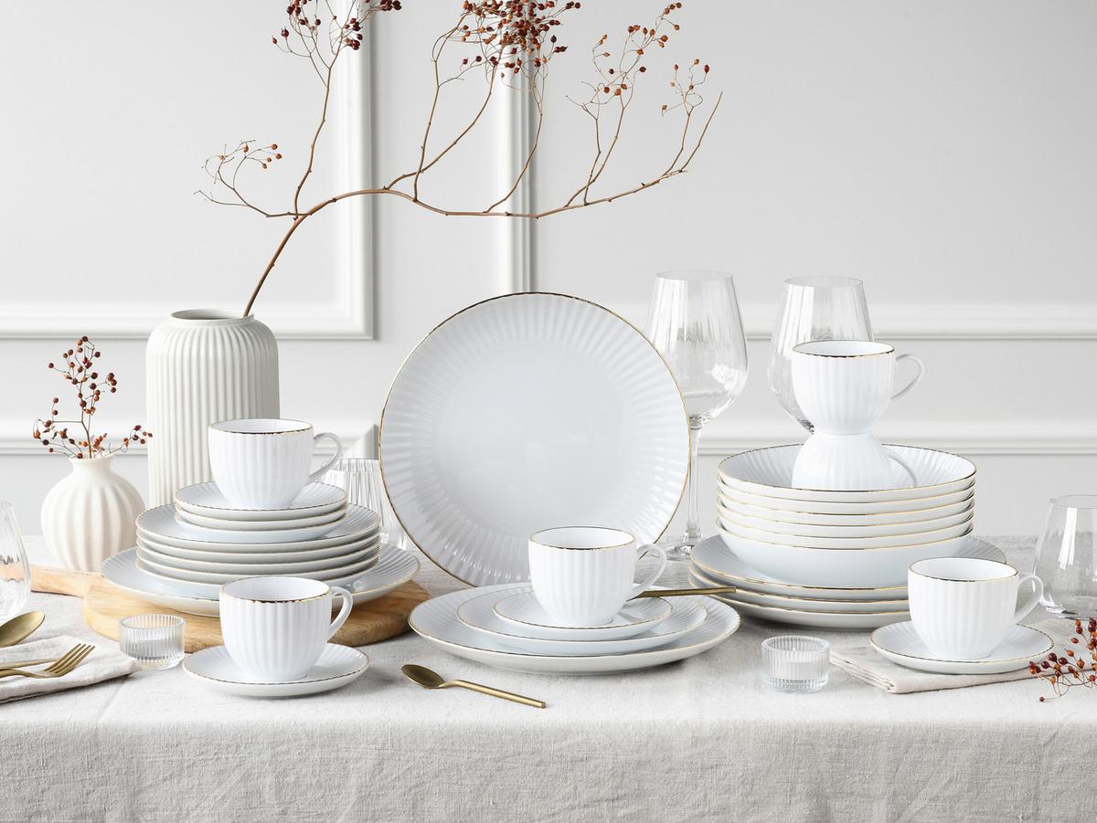 Kombinirani Servis Allegra Goldband, 30-Delni - zlate barve/bela, Basics, keramika (43/36,5/32,5null) - Creatable